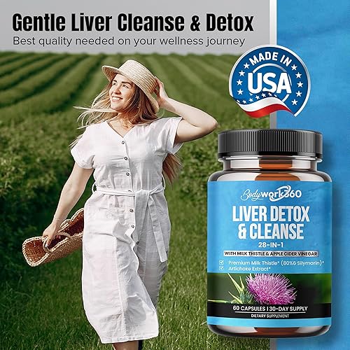 Miniatura 4 de Liver Cleanse Detox & Cleanse - Suplemento de apoyo hepático 28 en 1 con cardo mariano, vinagre de sidra de manzana, extracto de raíz de diente de