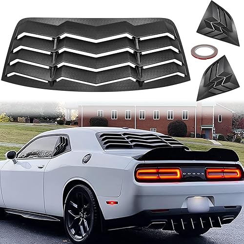 Juego de rejillas de ventana trasera y lateral para Dodge Challenger 2008-2023 para parabrisas en GT Lambo estilo ABS negro mate, ajuste