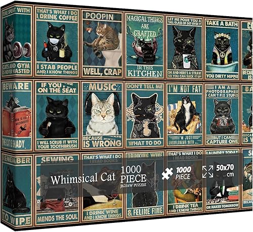 Rompecabezas de gato para adultos, 1000 piezas, rompecabezas de collage de gatitos de 1000 piezas, rompecabezas con animales de 1000 piezas para