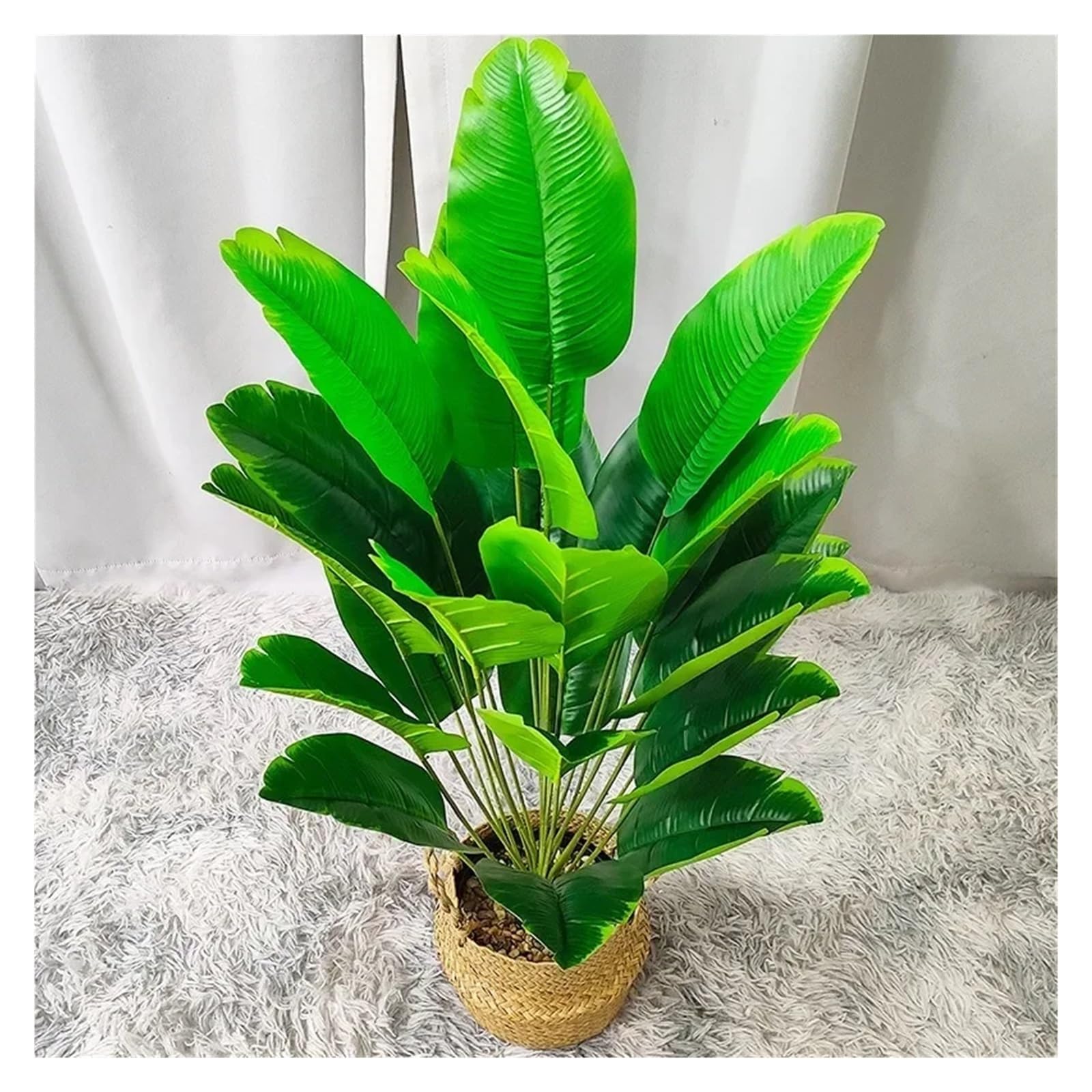 Künstliche Tannenzweige 1 Stück 24 Blätter Künstlicher Bananenbaum Gefälschte Palmblätter Monstera Blatt Große Tropische Palme Real Touch Grüne Pflanze Wohnkultur(18 Leaves-80cm)