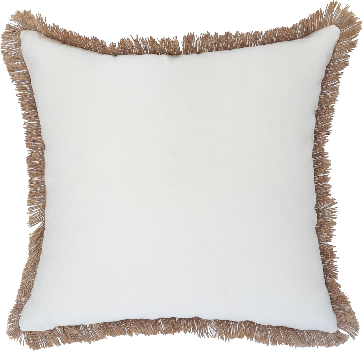 Brown Coconut Tree Pillow Covers 18x18 Pack of 2 with Natural Flax Fringe Embroidered Throw Pillow Covers Cotton Pillow Cushion Cases Farmhouse Decor Square Pillowcases for Spring Summer