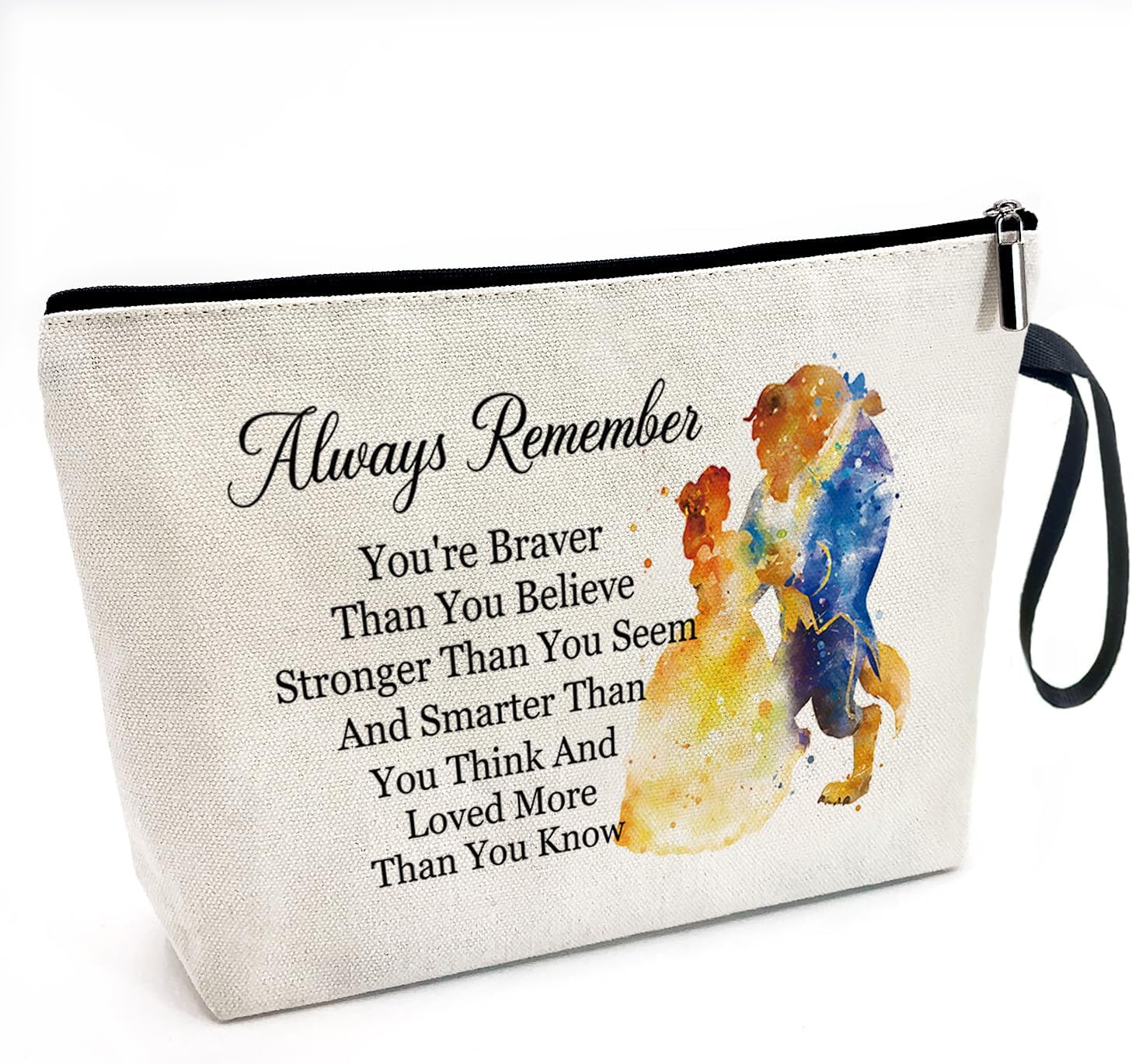 You Are Braver Stronger Funny Canvas Zipper Makeup Bag, Travel Accessories Storage Toiletries Bag, Beauty Beast Inspired Gifts, Gifts for Beauty Beast Movie Fans Daughter Sister Friend You Are Braver Stronger Funny Canvas Zipper Makeup Bag, Travel Accessories Storage Toiletries Bag, Beauty Beast Inspired Gifts, Gifts for Beauty Beast Movie Fans Daughter Sister Friend