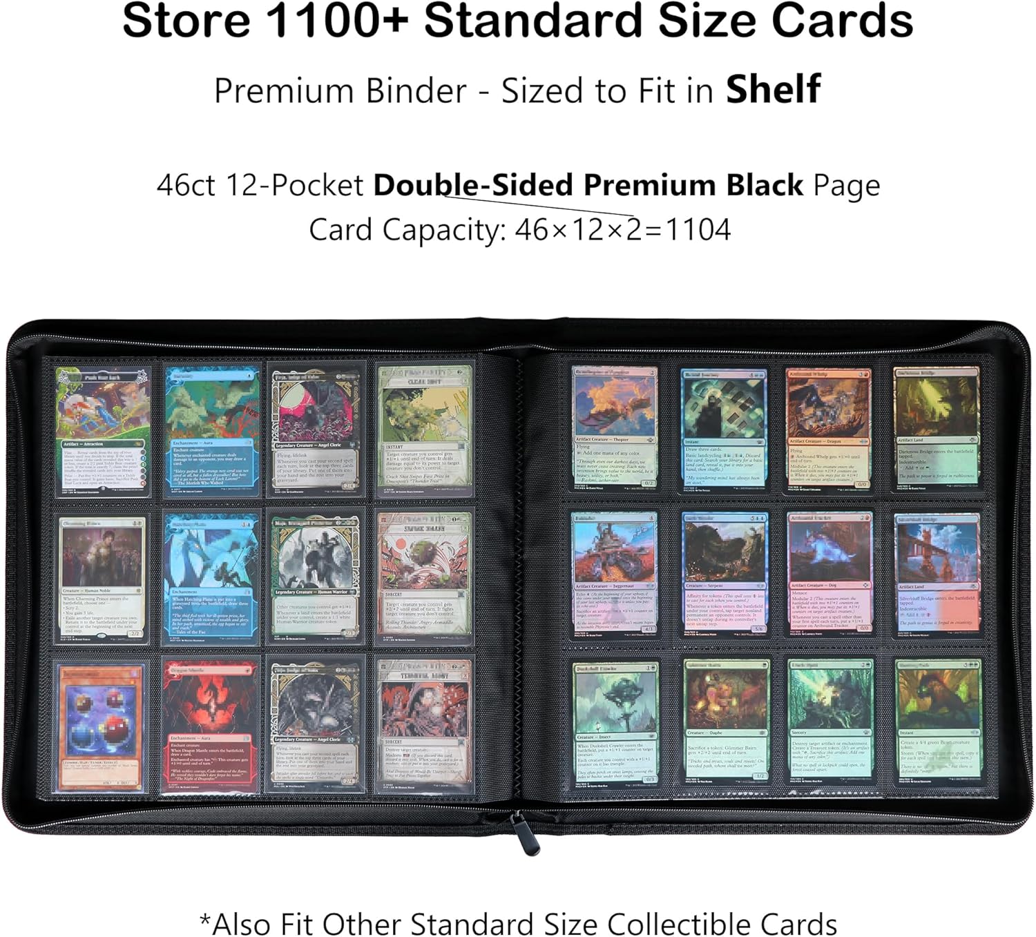 Rayvol Premium 12-Pocket Binder - Fits 1104 Trading Cards, Side Loading Ringless Collection Album for TCG and Sports Cards