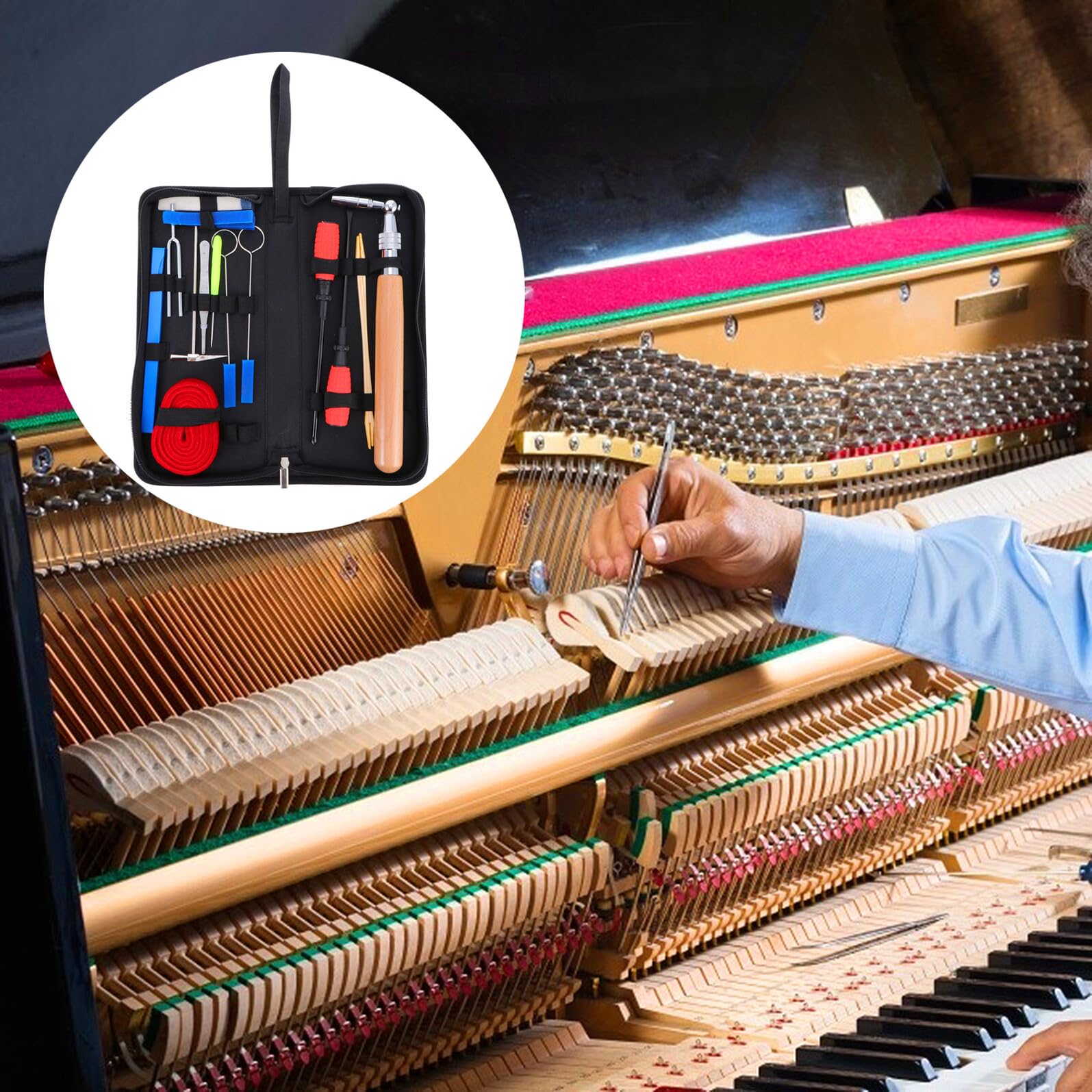 Alipis 16 Pcs Outils D'accordage de Piano Professionnels avec Étui pour Réglage de L'accord Timbre, pour Étudiants