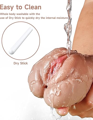 Miniatura 2 de Masturbador masculino 3 en 1 realista coño de bolsillo con palo de secado, juguete sexual masculino de doble extremo, lengua bucal, vagina