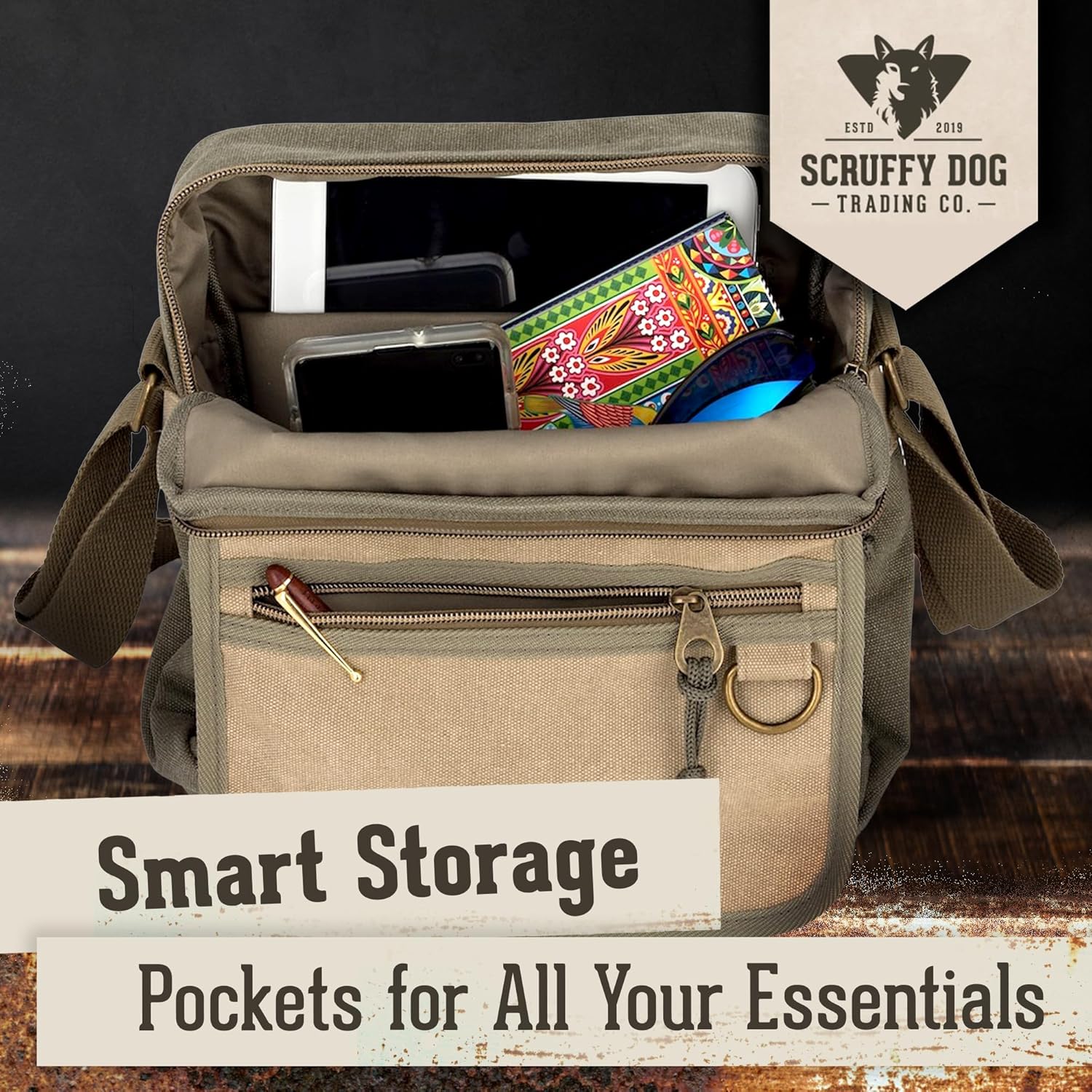 SCRUFFY DOG Crossbody Messenger Bag for Men and Women - Canvas Shoulder Bags with Adjustable Strap - Small - 11 inch - Image 6