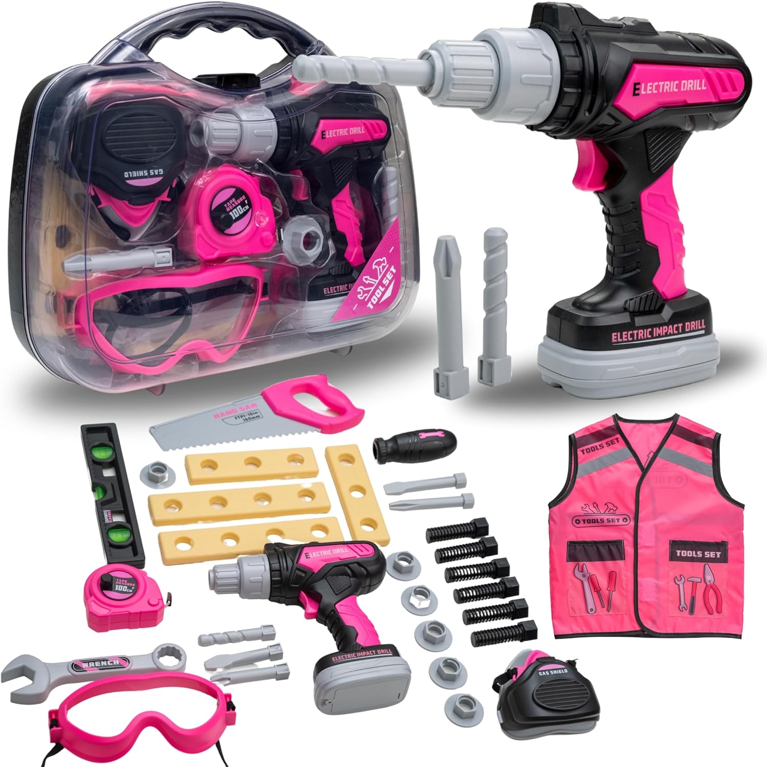 Kids Tool Set with Carrying Case, Electronic Toy Drill with