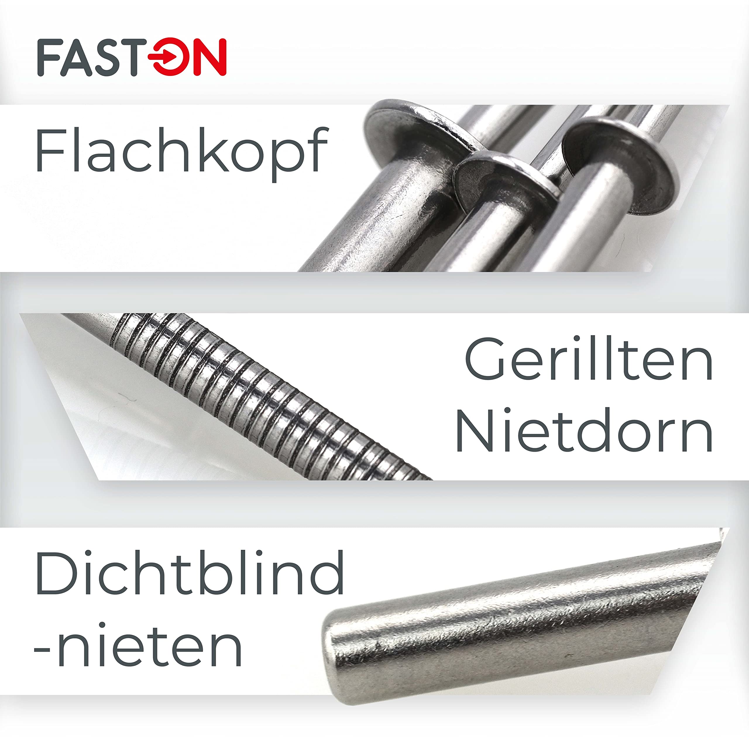 Blindnieten 6,4x25 mm mit Flachkopf DIN 7337 Edelstahl A2