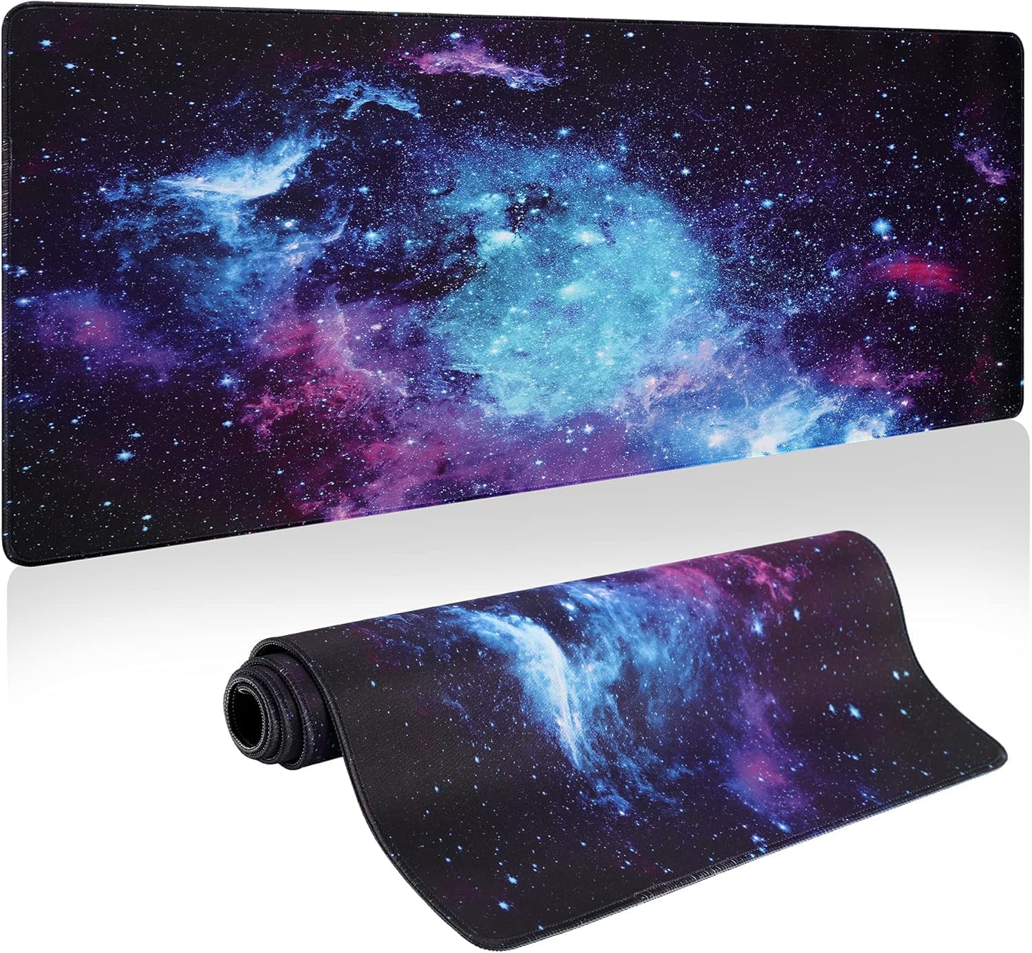 Galaxy Nebula Extended Gaming Mouse Pad | XXL Desk Mat 900 x 400 mm | Waterproof Surface | Non-Slip Rubber Base | Stitched Edges | Large Mousepad for Gaming, Office & Work(1-pcs)-image-39