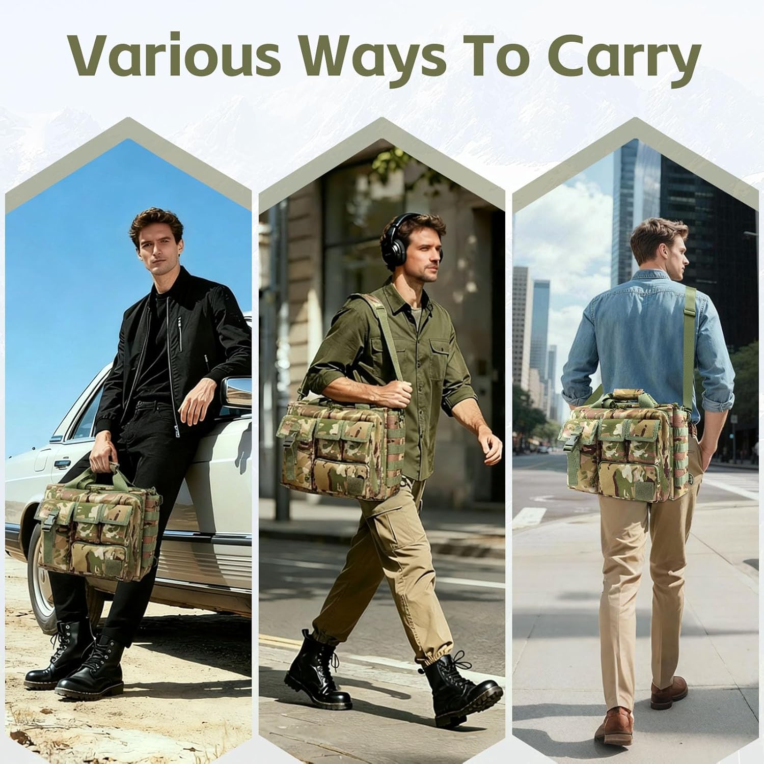 Tactical Briefcase, 15" Men's Messenger Bag Military Briefcase for Men - Image 2