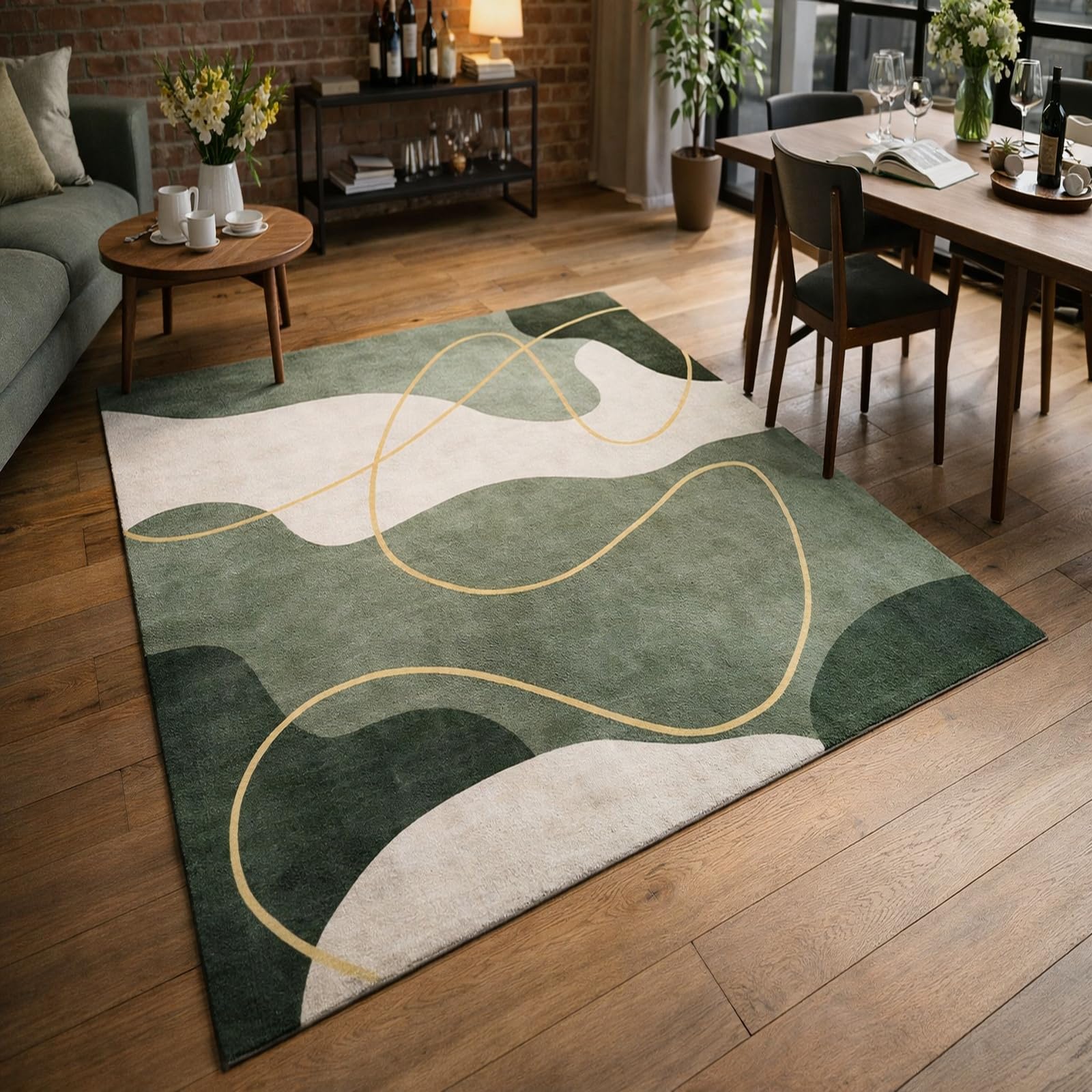 Tapis lavable en machine 170x240cm anti-glisse pour salon et cuisine