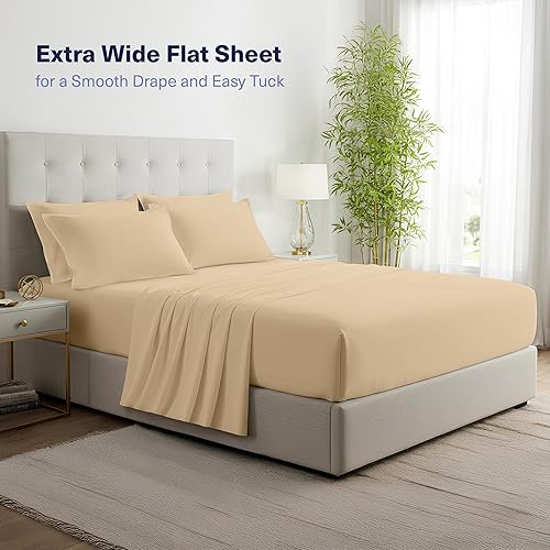 Miniatura 6 de Kickoff Sábanas de bambú de viscosa tamaño California King, 4 piezas, 100% viscosa de bambú orgánico, sábanas refrescantes Cal King, juego de ropa