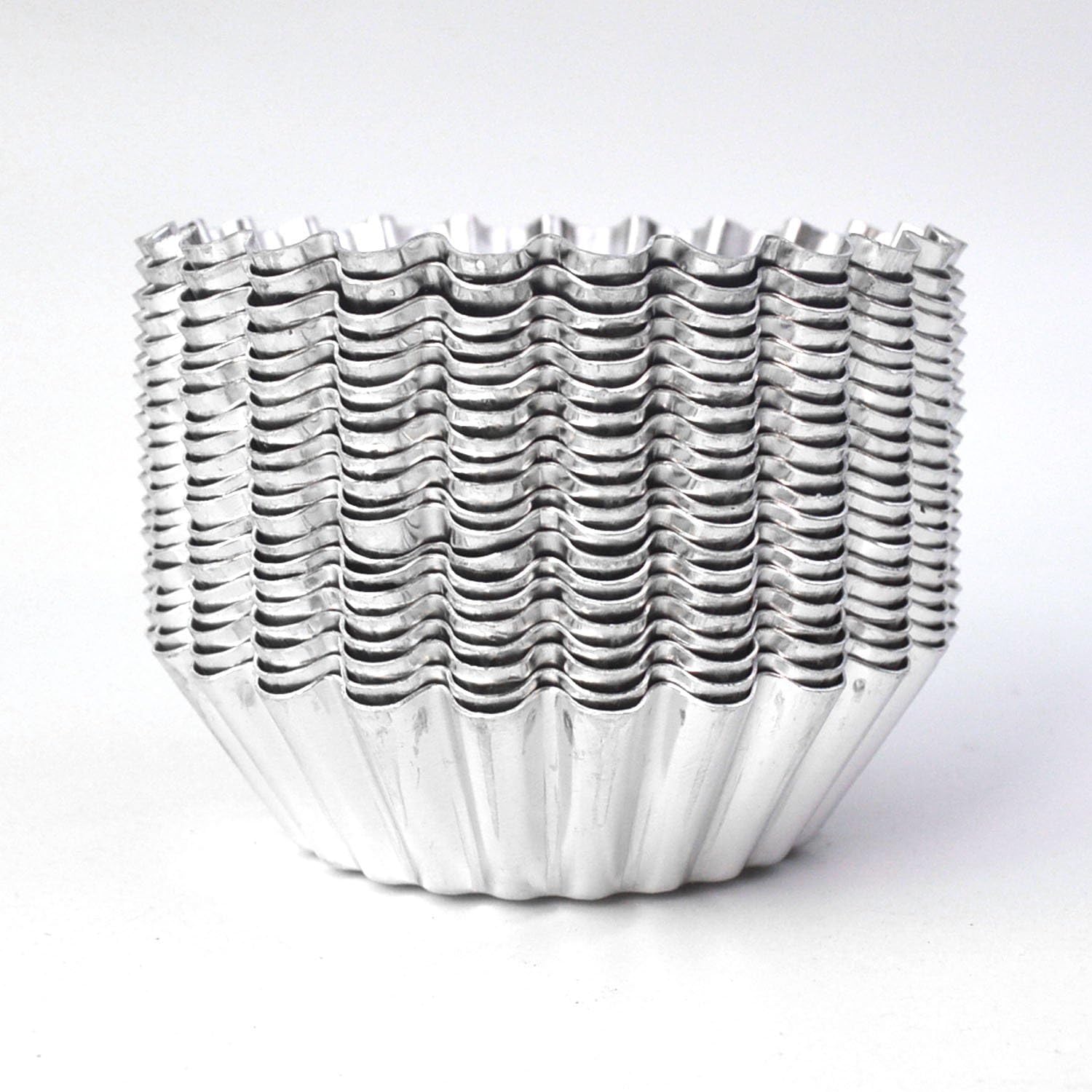 Gxhuang Lot de 20 Réutilisez à flan en alliage d'aluminium Moule à Cake Cupcake doublé Moule Moule Outil de cuisson