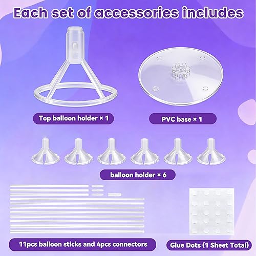 Miniatura 3 de JOYYPOP Juego de 4 soportes para globos para mesa, palos de globo con base, decoración de fiesta de cumpleaños, graduación, boda