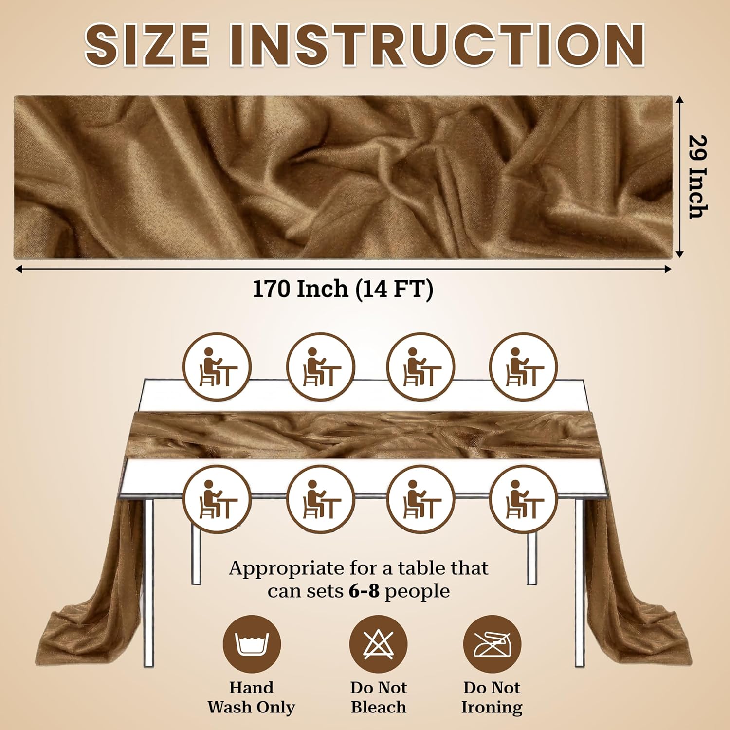 MDS 10 Pack 14ft Chiffon Table Runner 29 x170 Inches Sheer Wedding Runner Romantic Rustic Table Runner for Wedding Decorations, Birthday Parties, Bridal Shower Party Arch Decor - Mocha