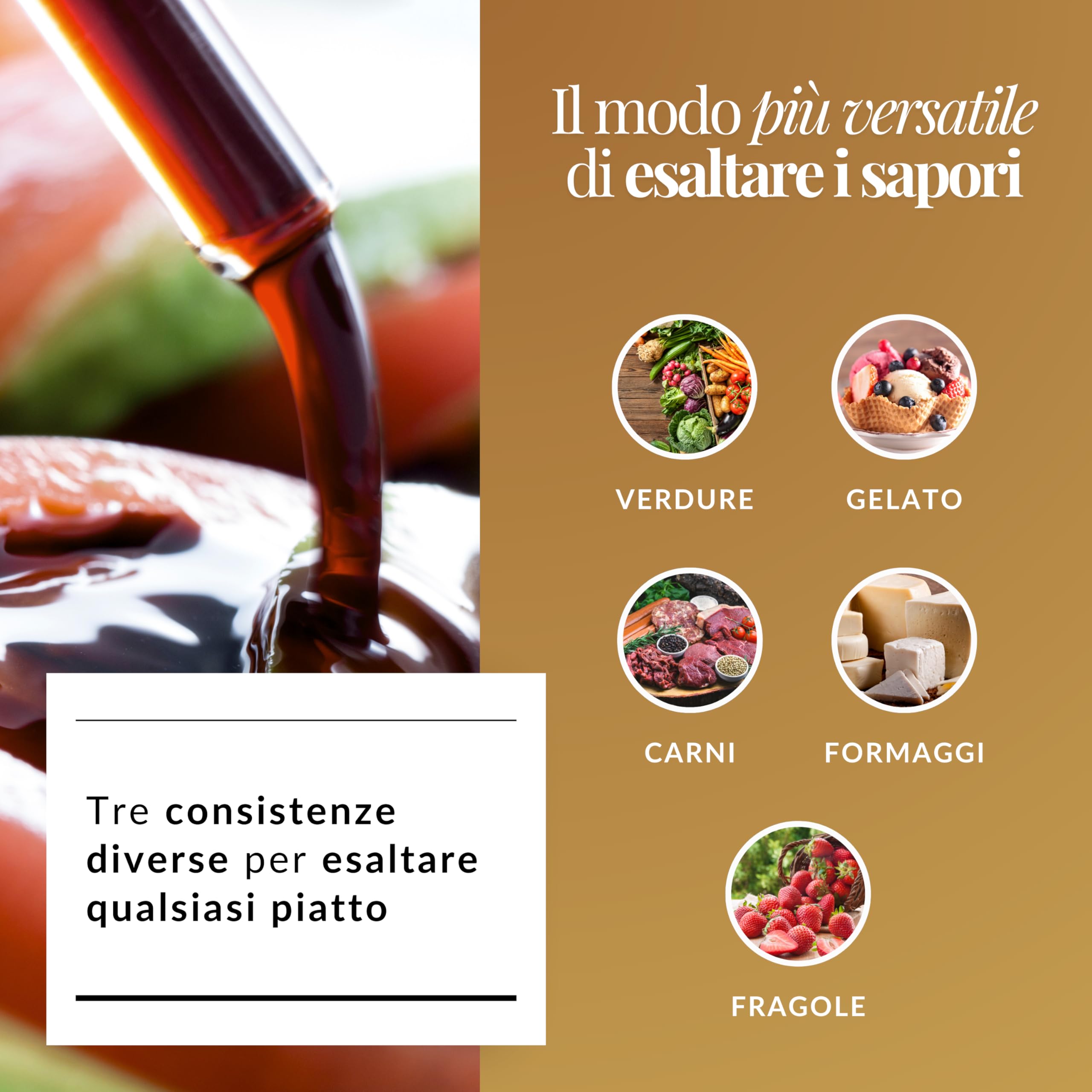 MANICARDI Set di 3 Condimenti all'Aceto Balsamico di Modena IGP - Selezionati con Tre Differenti Gradi di Densità - Prodotto in Italia, da 100 ml ciascuno