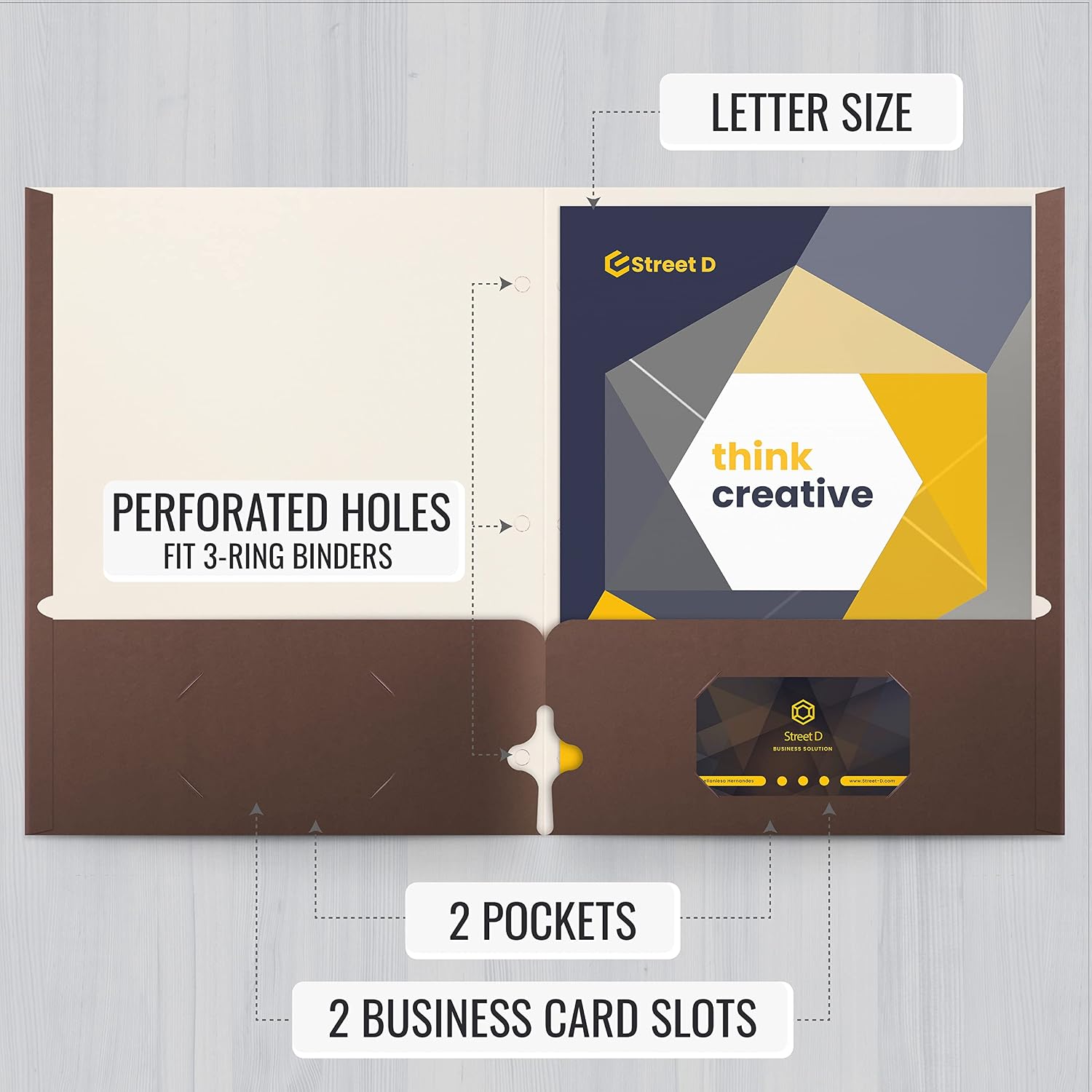 Better Office Products Two Pocket Portfolio Folders, 50-Pack, Brown, Letter Size Paper Folders, 50 Pieces, Brown