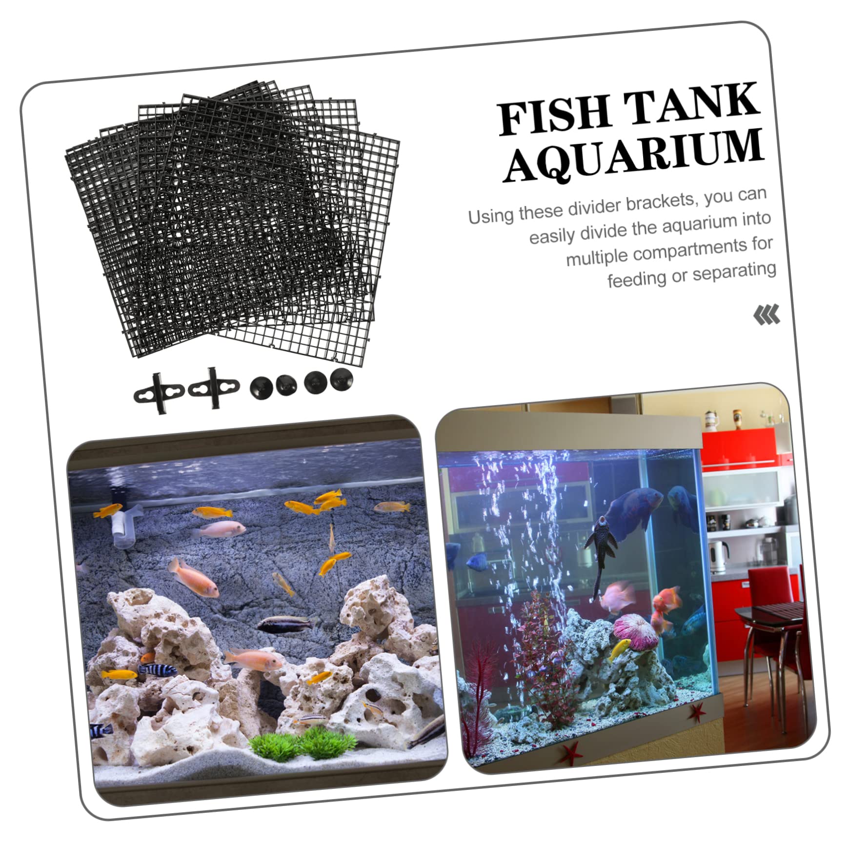 BESTonZON Plaques de Séparation pour Aquarium avec Ventouses Plaques de Filtration pour Fond de Bac Séparateurs Modulables pour Isolation et Protection des Poissons