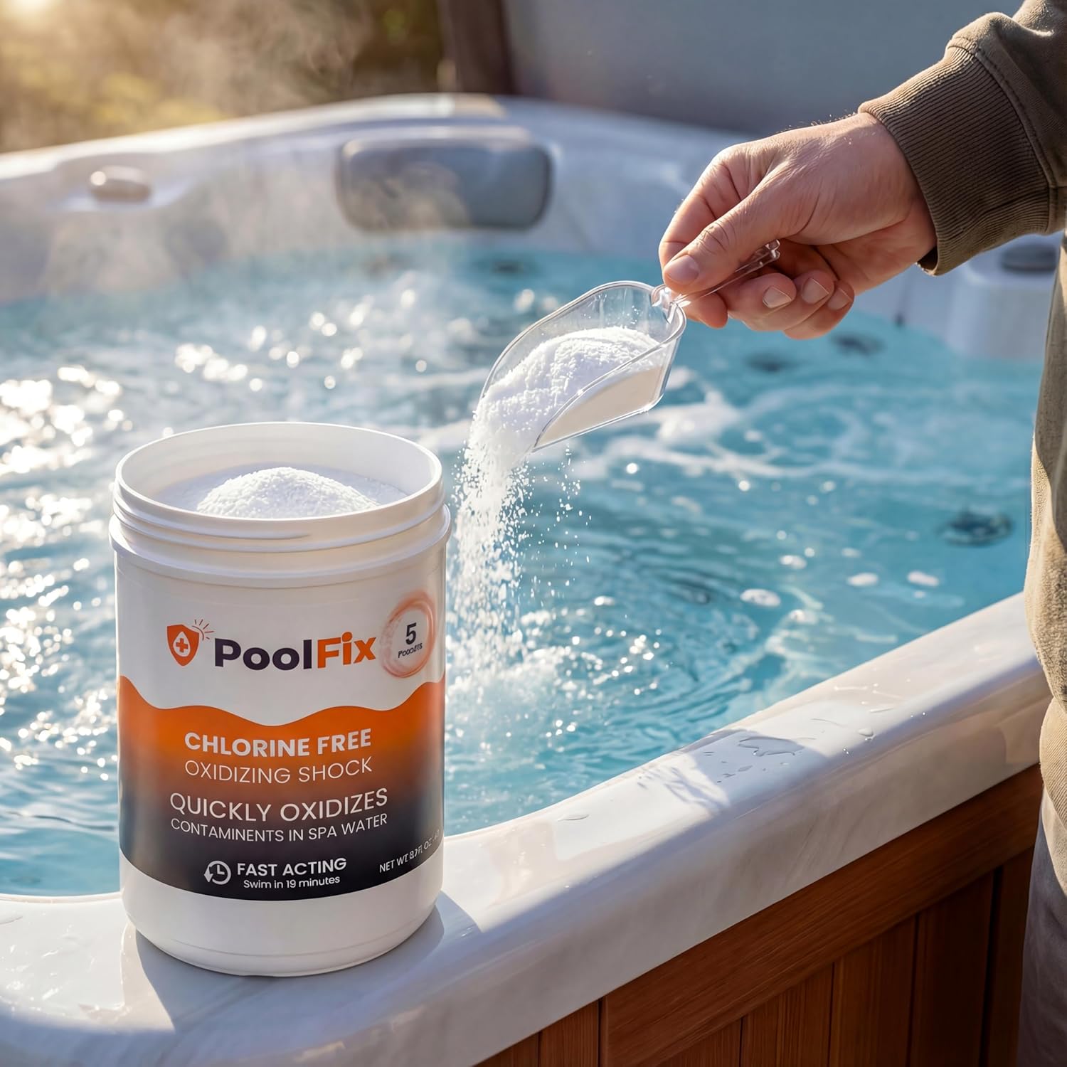 Non-Chlorine Spa Shock – Chlorine-Free Hot Tub Oxidizer, MPS Shock Treatment for Spas & Jacuzzi – Assists Bromine, Eliminates Odors & Cloudy Water – 5 lb Container