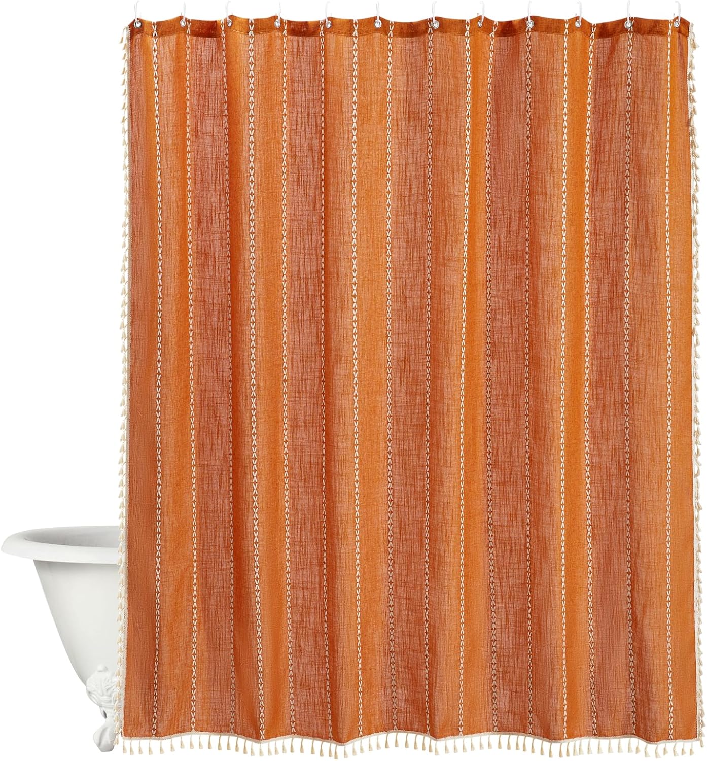 RoomTalks Fall Color Boho Shower Curtain Set - Wrinkle Free Extra Long 78 Inches Length Orange Autumn Modern Farmhouse Vintage Shower Curtain Bohemian Cottage Bathroom Decor