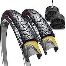 Fincci Gravel 700 x 35c Tyres - Pair Urban Foldable Kevlar 700c Tyres with 1mm Nylon Puncture Proof and 2x 37-622 Inner Tube - Tyre 60 TPI for Electric, Hybrid, Road and Touring Bicycles