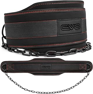 EVO Fitness Cinturão de Levantamento de Pesos de Alta Resistência Corrente Ajustável de 91,44 cm Suporte para Costas de 15,24 cm Cinturão de Mergulho para Dominadas Homens Mulheres Powerlifting Lombar