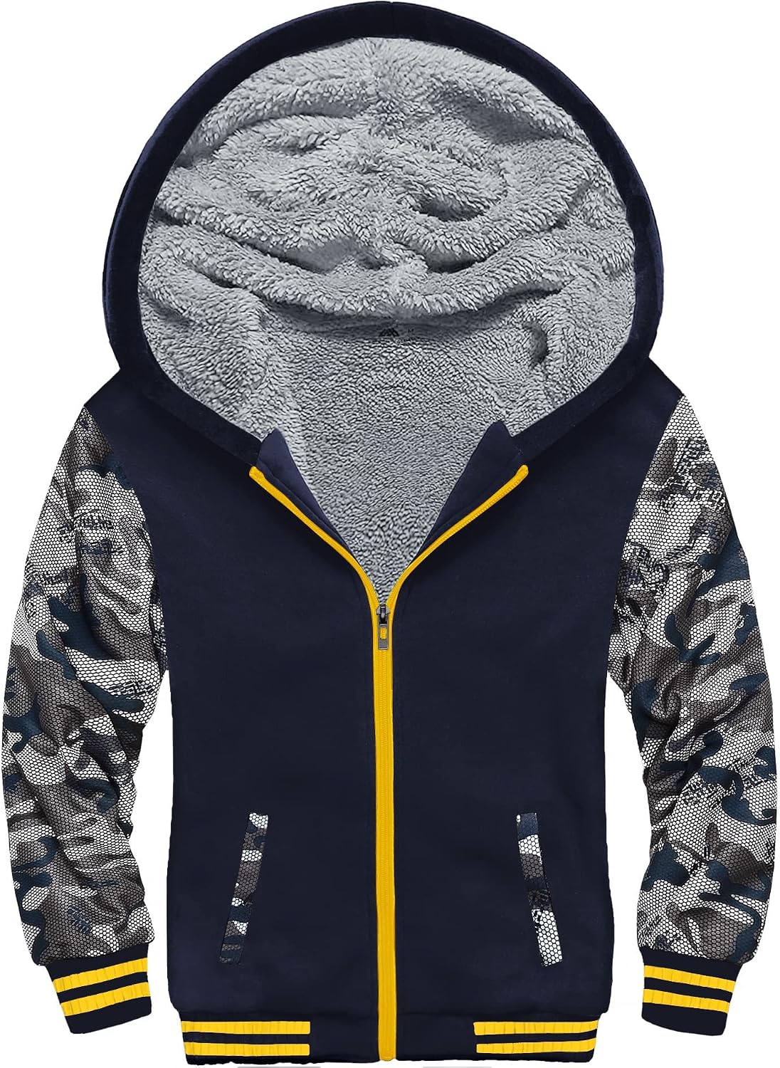 V VALANCH Boys Hoodie Full Zip Up Fleece Kids Sherpa Lined Sweatshirt Winter Soft Warm Jacket