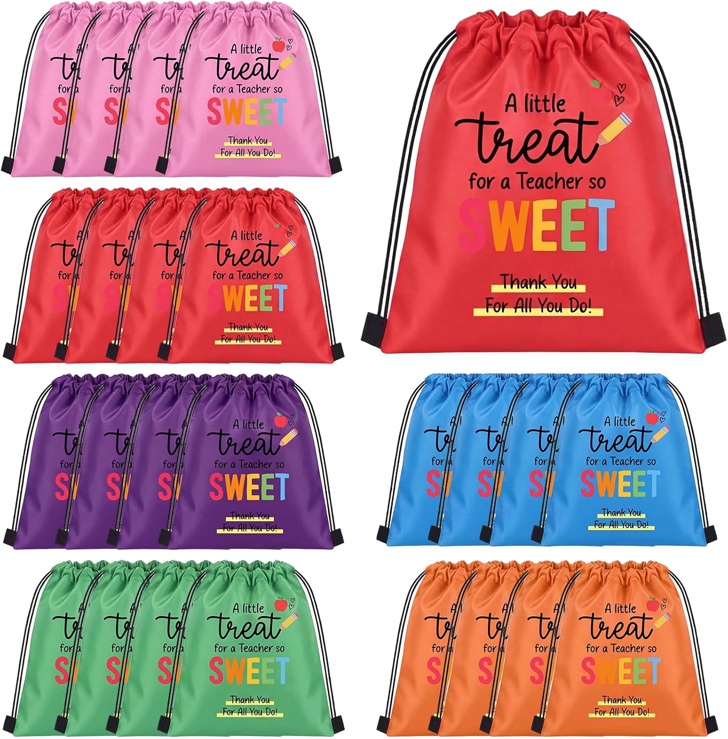 Kacctyen End of The Year Gift Bags Summer Goodie Bags Drawstring Backpack for Party Gym Sport Trip(48 Pcs,Classic Style)