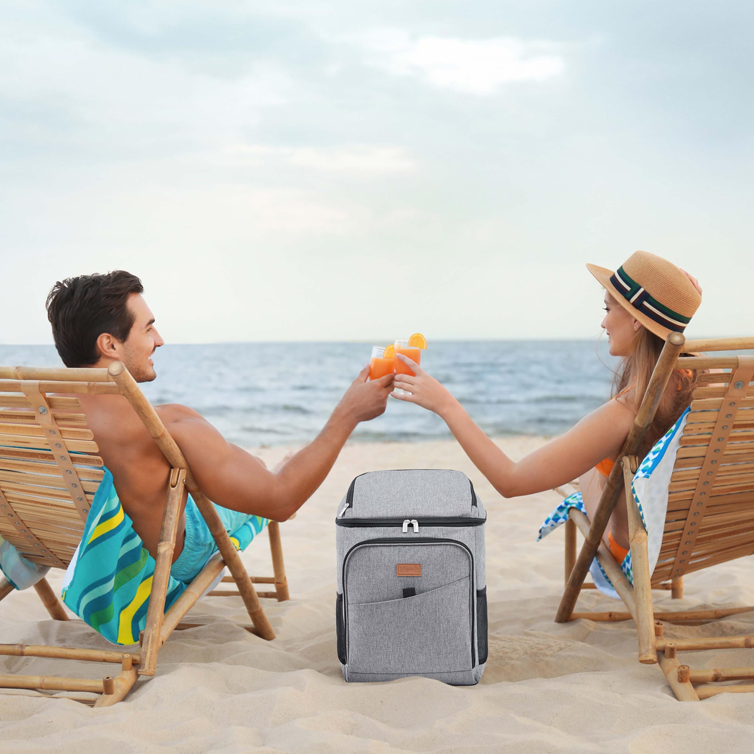 Lifewit Sac a Dos Isotherme, Grand Glaciere Souple Isotherme Adulte, Portable Sac à Dos Isotherme Plage, Pique Nique, Randonnee, Camping, 26L(34 Cannettes), Gris