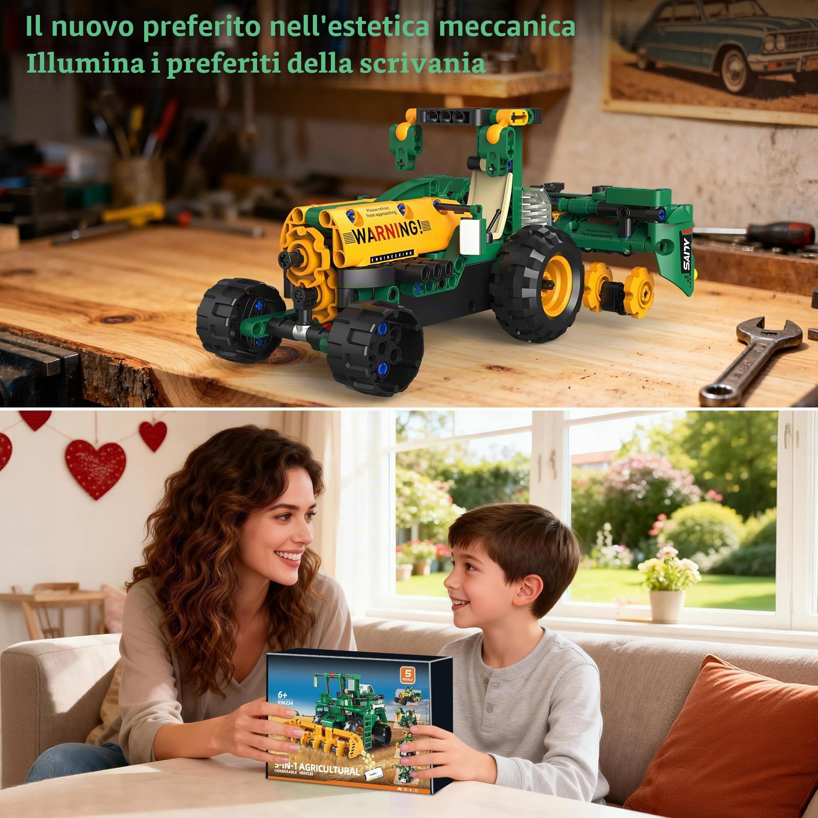 Kit Robot Technic 5 in 1 Maschio Bambino 6-14 Anni, App e Telecomando Set Ccostruzione Robot Mietitrice/Carro Aratro/Autocisterna, Robotica STEM Rc Programmabile, Regalo per Bambina Maschio