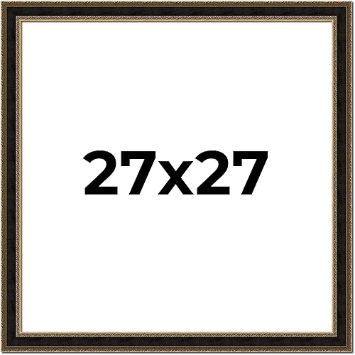 Marco de 27 x 27 pulgadas, color dorado, antiguo, de madera, de 1.75 pulgadas de ancho de moldeo, profundidad del marco interior de 0.5 pulgadas,