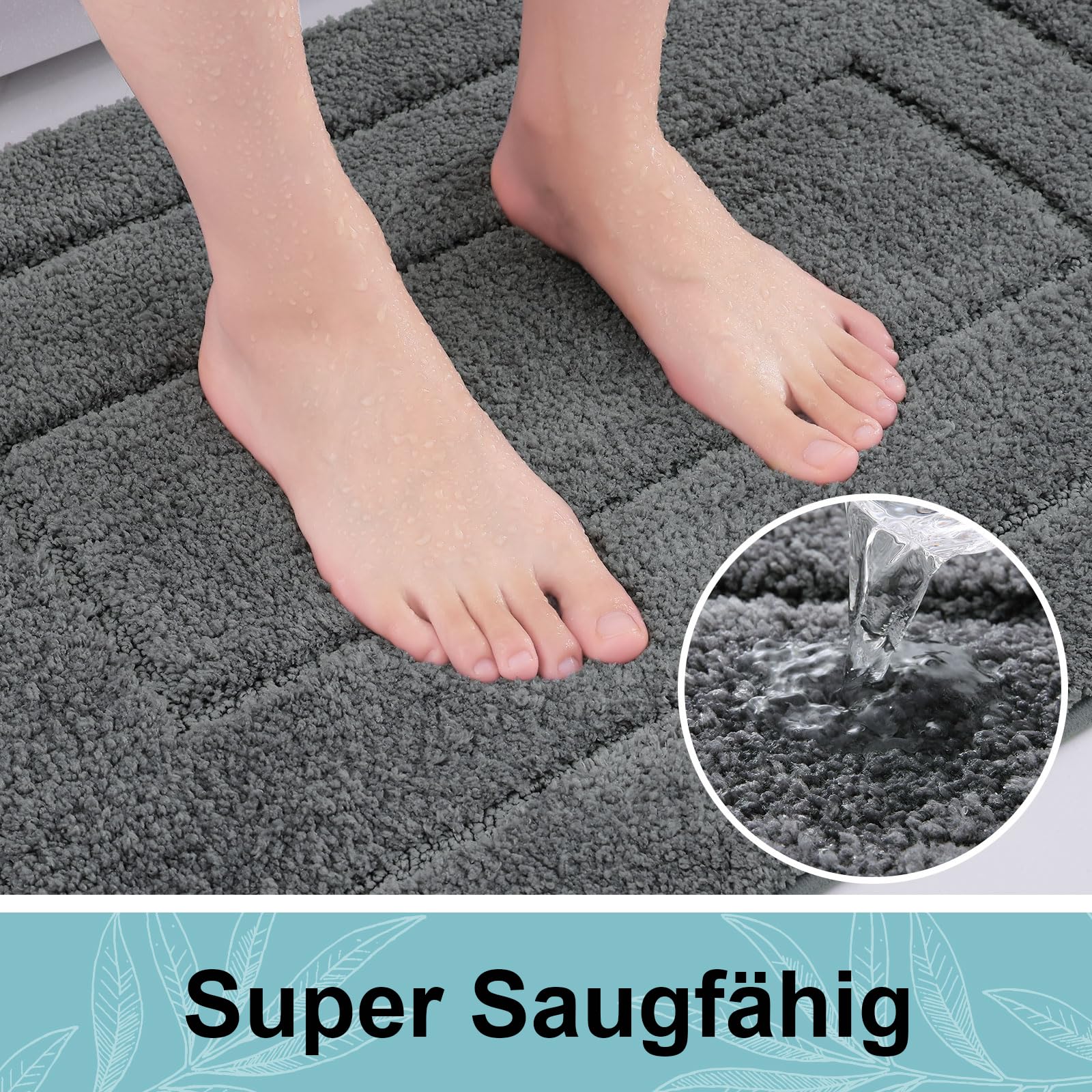 Homaxy Alfombra de baño de microfibra, antideslizante, lavable, suave, absorbente, para baño, 60 x 120 cm, gris oscuro