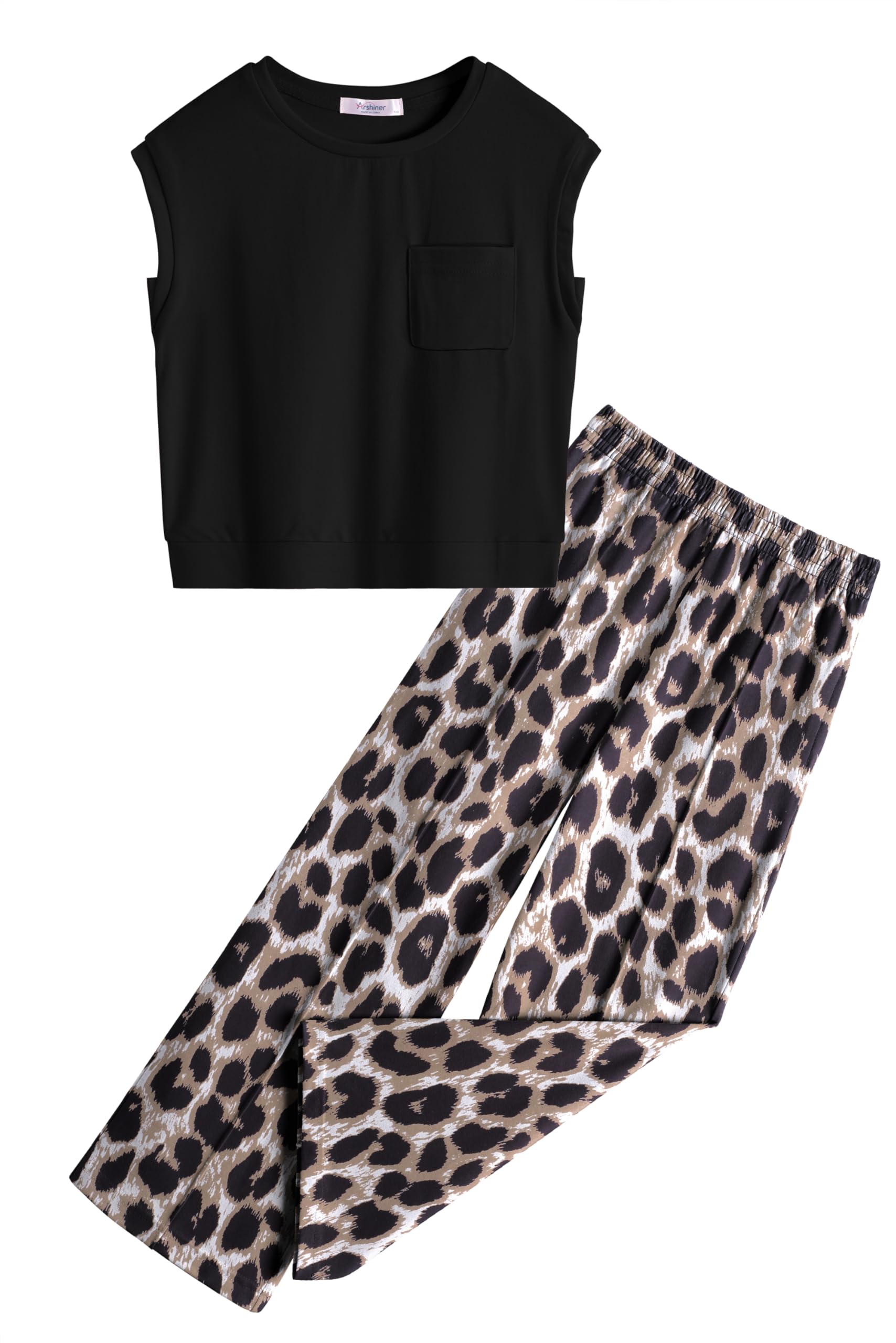 Arshiner Girls Clothes 2 Piece Outfits Drop Shoulder Sleeve Top and Wide Leg Pants Set Trendy Clothing Size 6-14