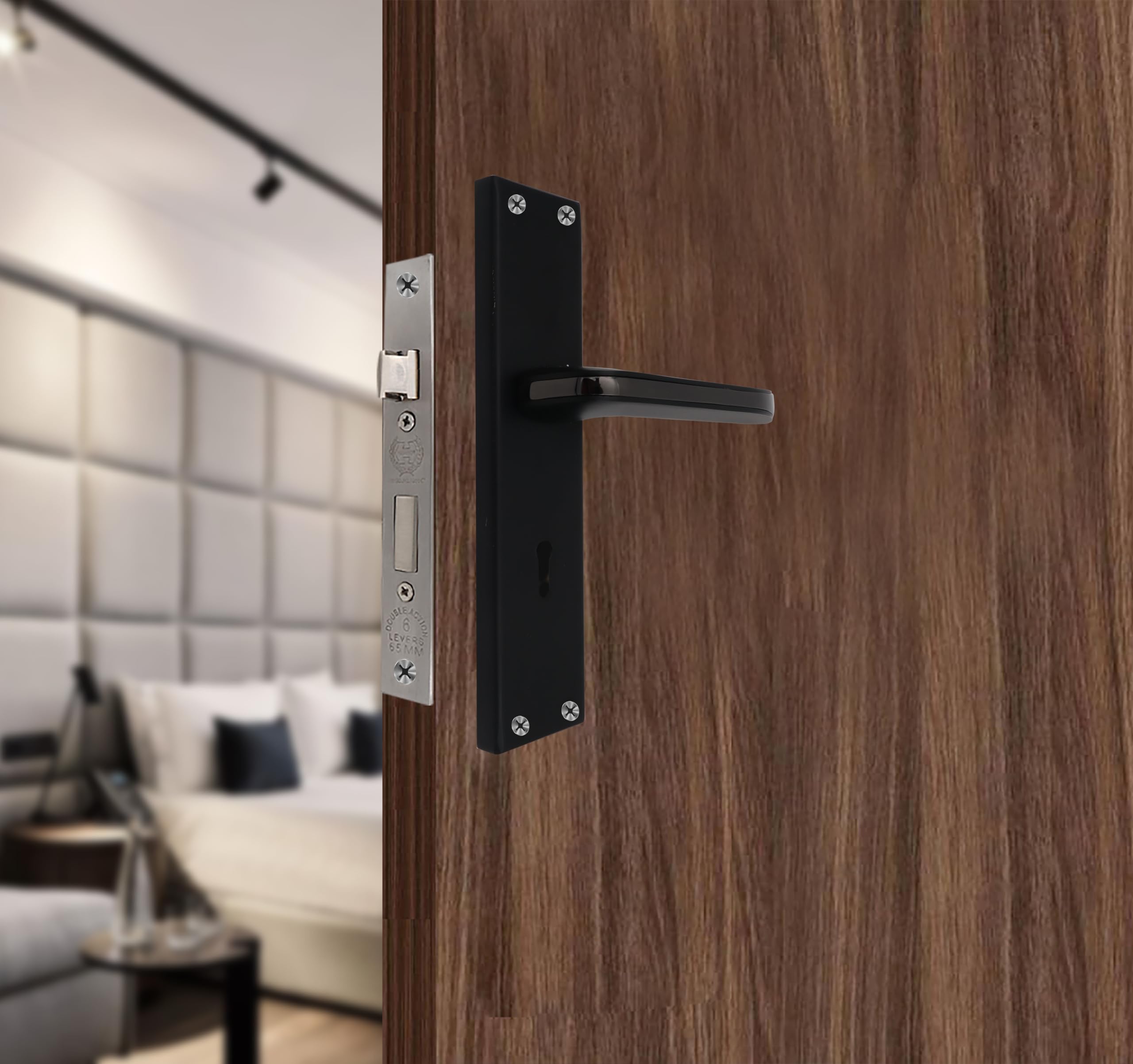 Harrison May Bach KY-951606 Sleek Stainless Steel 8inch Mortise Door Handle and 65mm Lock Set with Black Matt Finish Door locks for main door, Suitable for Office/Hotel/Home (B0CZRZBZ8V) Amazon Price History, Amazon Price Tracker