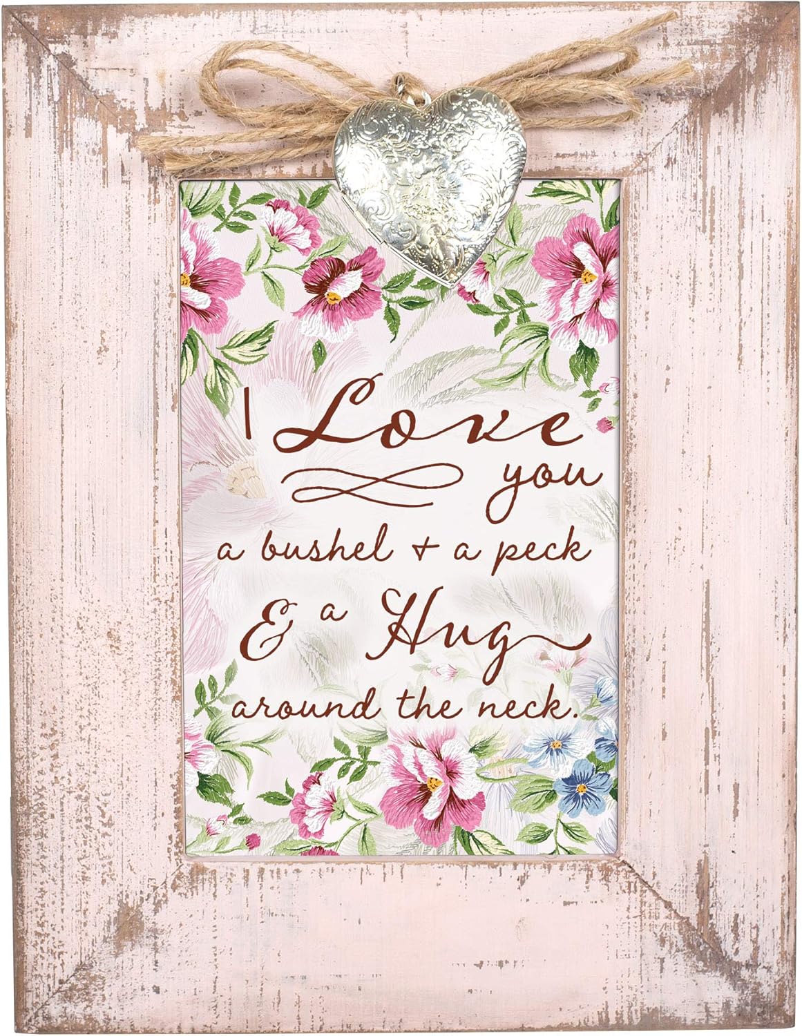 Cottage Garden Love You A Bushel A Peck A Hug Blush Pink Locket Easel Back Picture Frame