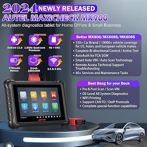 Miniatura 2 de Autel MaxiCheck MX900 Autel OBD2 Escáner Bidireccional Herramienta de escaneo 40+ reinicios Soporte CAN FDDo IP OE All System Diagnosis Scan Android