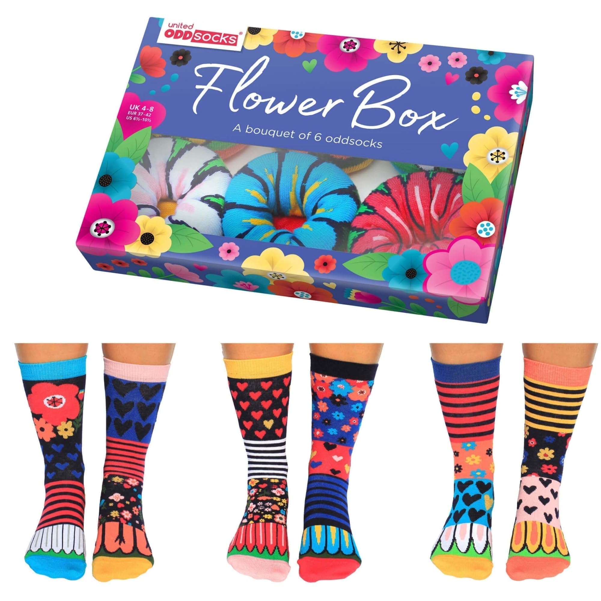 Womens Socks - Flower Box - Novelty Gift Socks US 6.5- 10.5