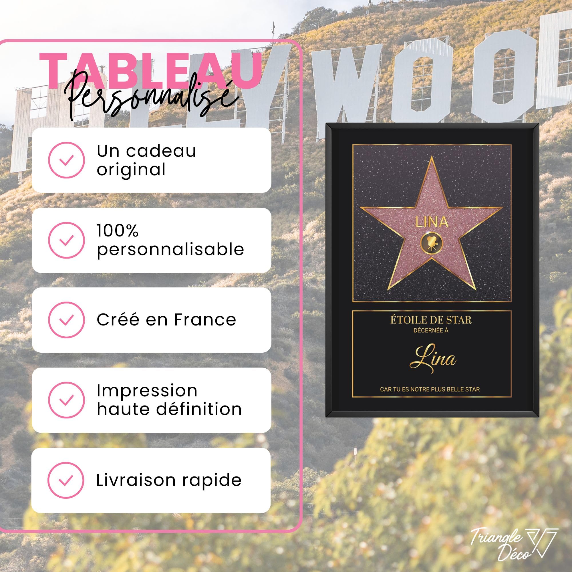 Affiche personnalisée Étoile de Star Hollywood rouge – Poster Toile Plexiglas avec ou sans Cadre
