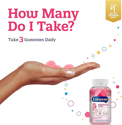 Suplemento multivitamínico prenatal de Enfamom Daily Gummy, con omega3