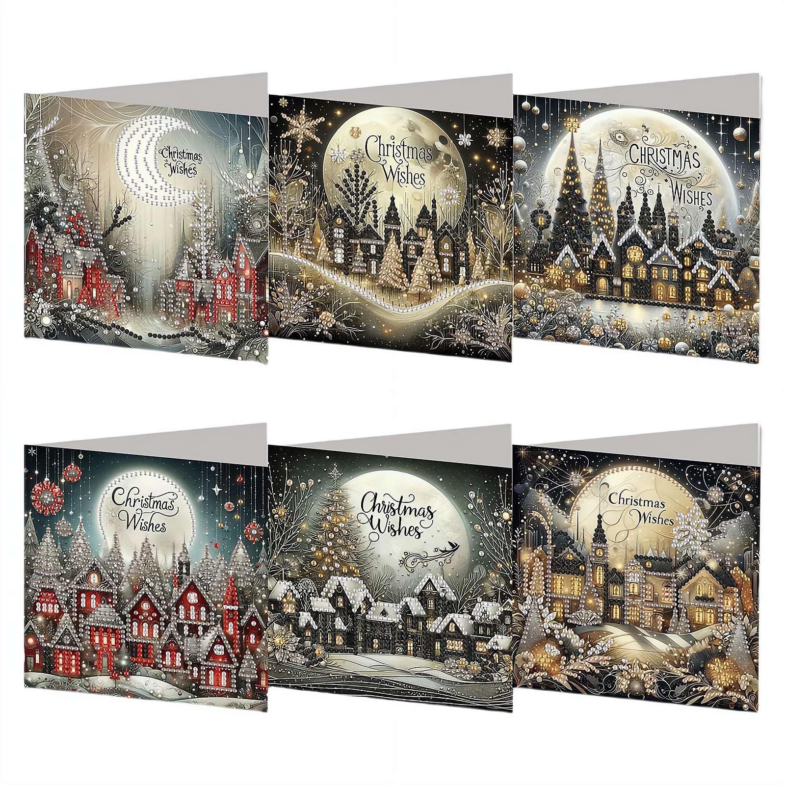 6 Packs DIY 5D Diamond Art Painting Christmas Cards Kits for Adults