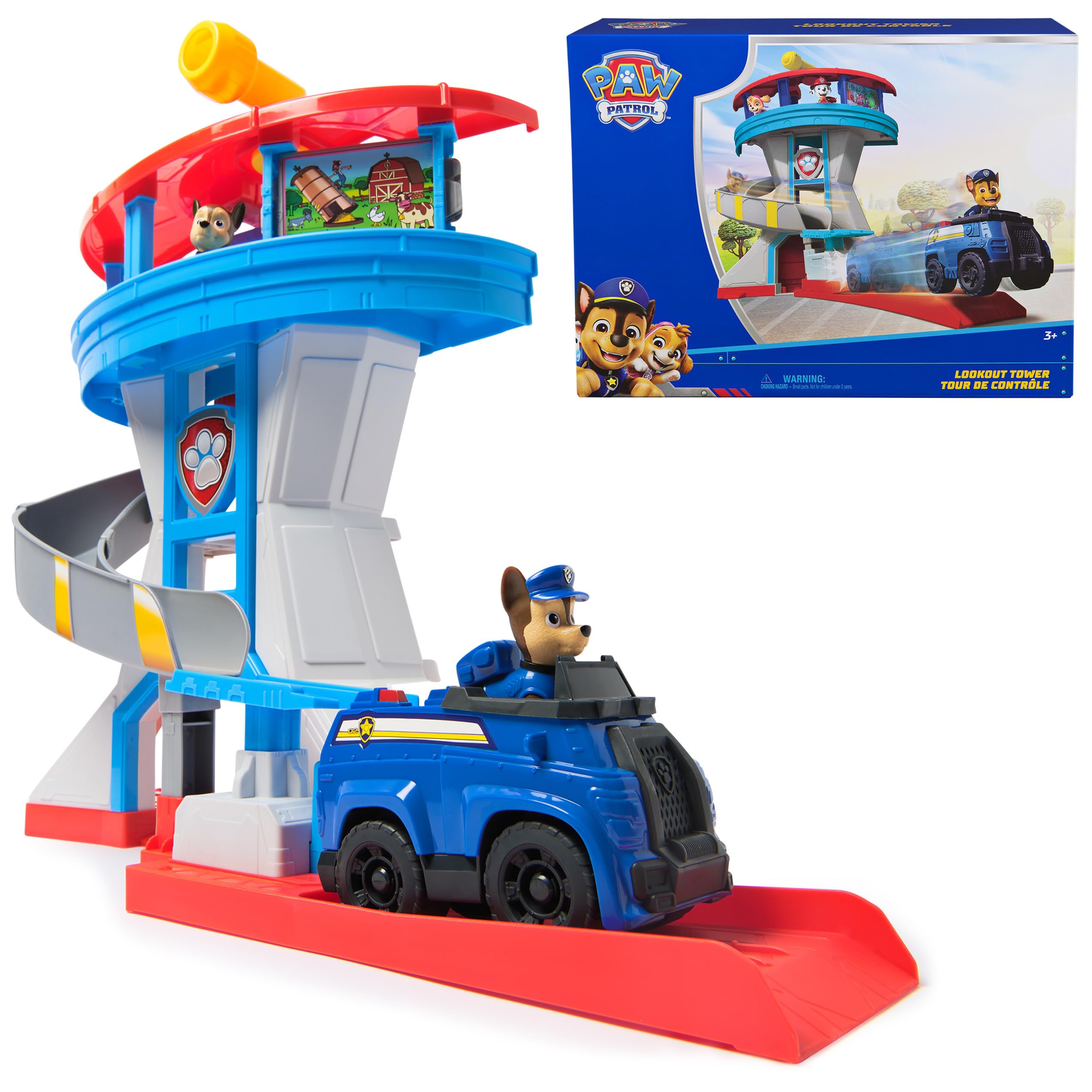 Photo 1 of Paw Patrol Lookout Tower, 20-Inch Tower with Chase Action Figures, Rescue Vehicle & Launcher, Kids Toys for Boys & Girls Ages 3 and Up