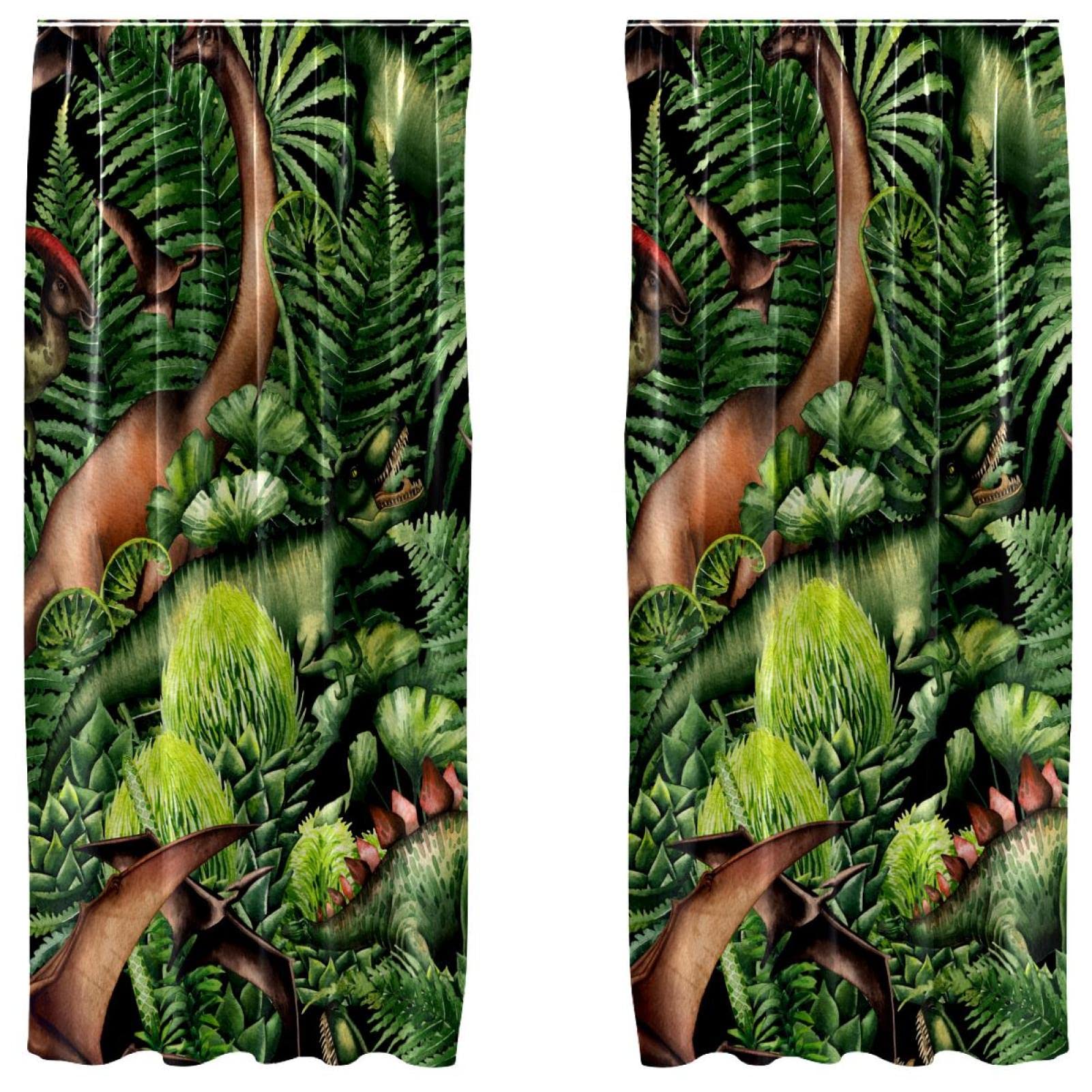 Cortinas de dinosaurios de la jungla para transformar el cuarto de juegos o dormitorio