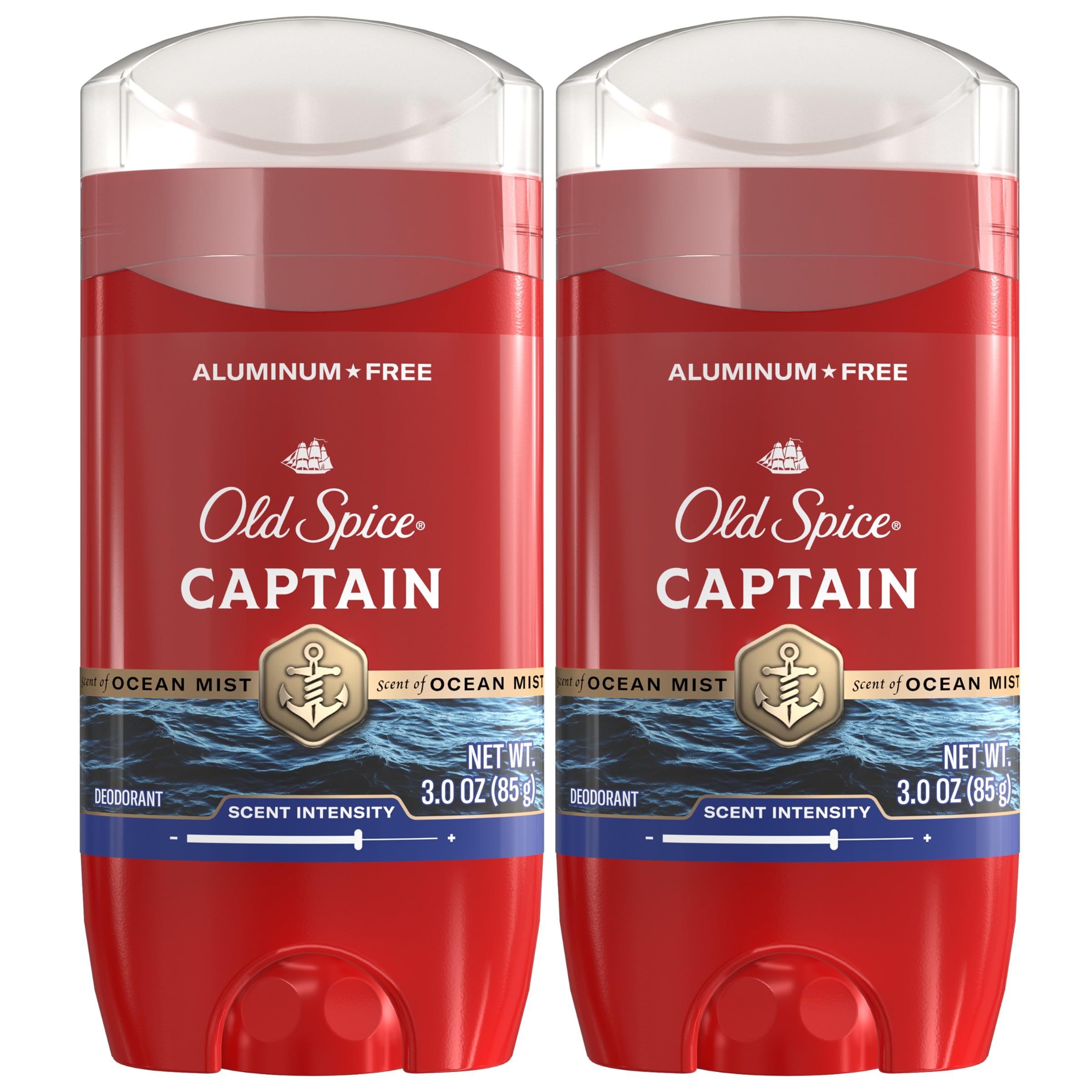 Old Spice Aluminum Free Deodorant for Men, 24/7 Odor Protection, 24/7 Freshness & Lasting Scent, Captain with Bergamot Scent, 3.0 oz (Pack of 2)