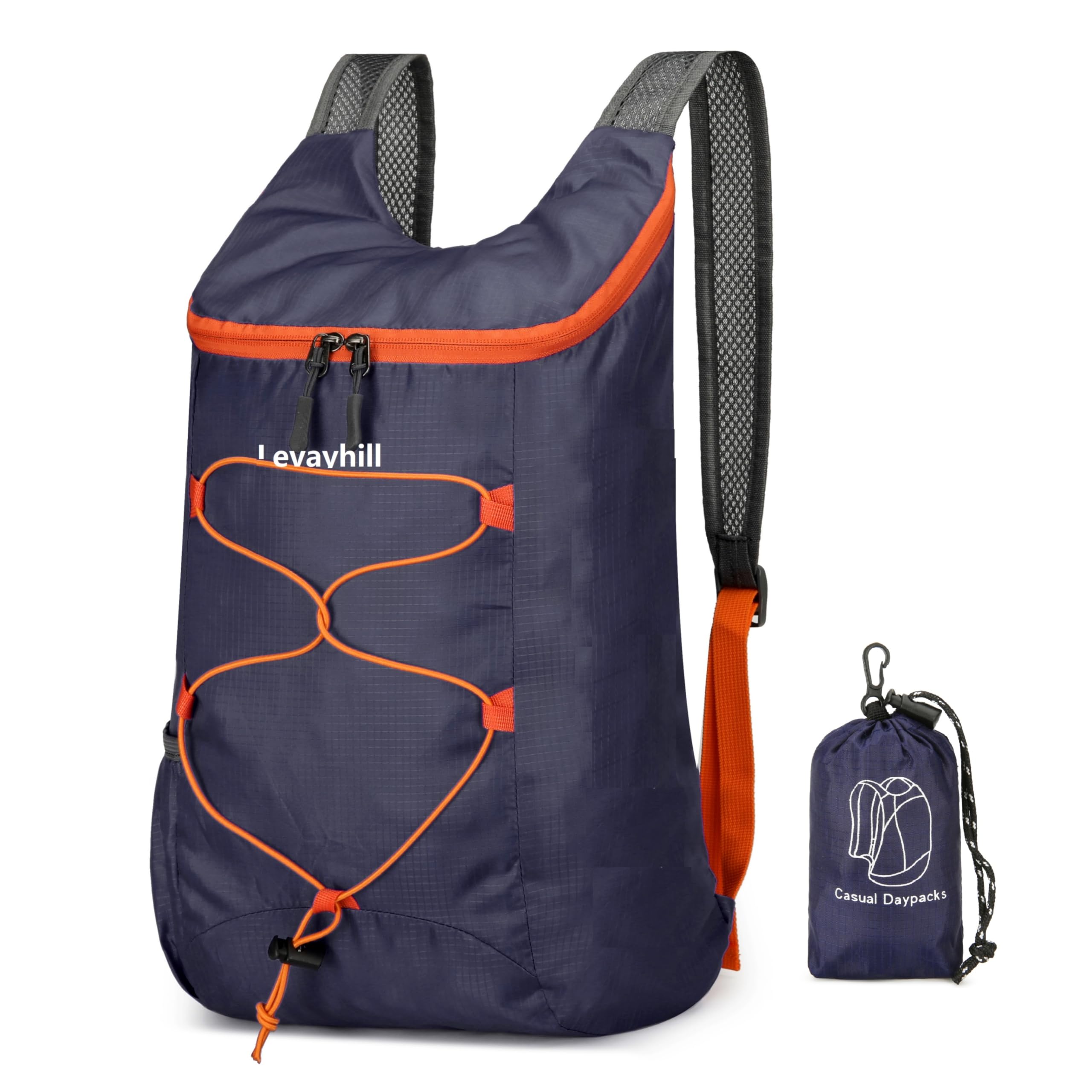 levayhill 16L Lightweight Foldable Hiking-Backpack Small Packable-Daypack For Travel,Ultralight Water-Resistant Gym Bag Men Women Easy Carry-on (Dark