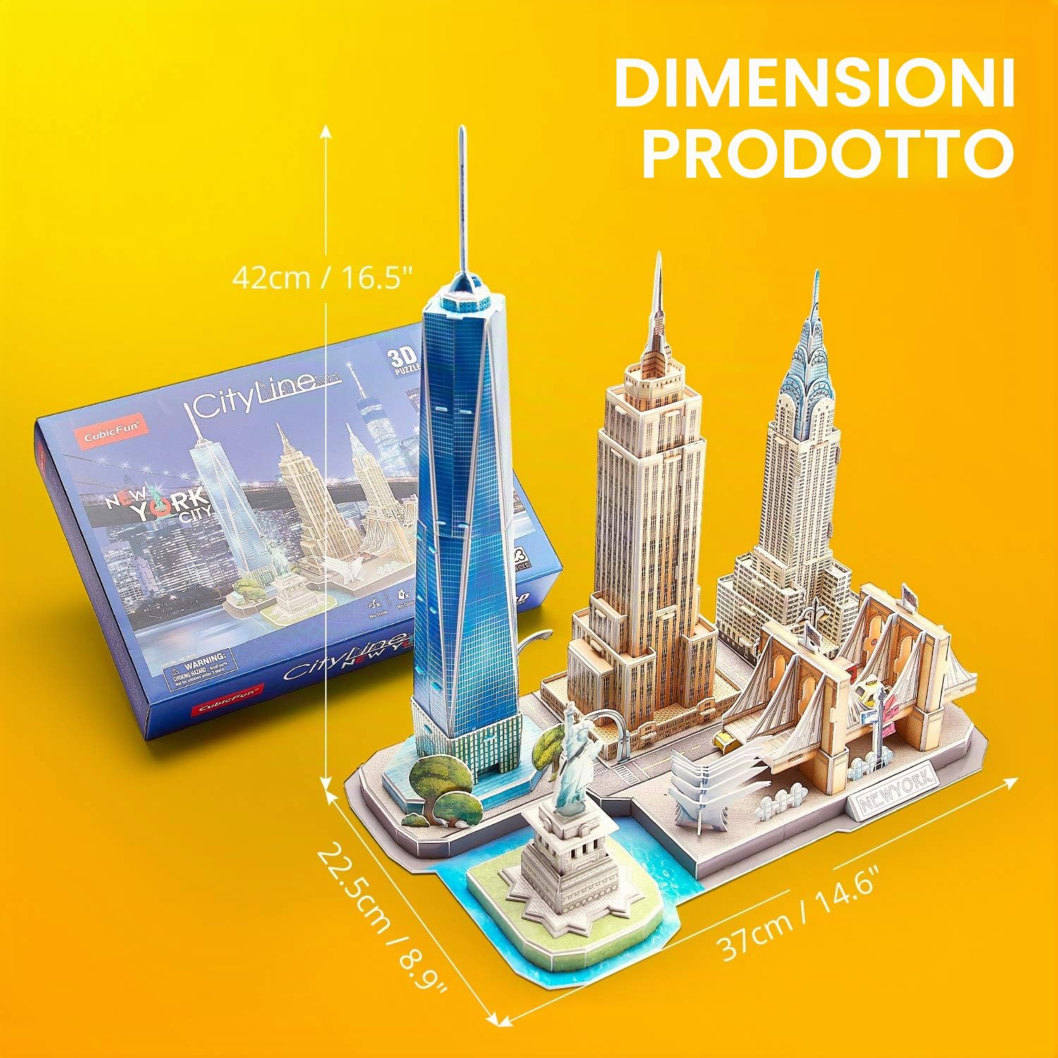 CubicFun Puzzle 3D New York CityLine Architettura Kit di Modellismo Souvenir per Bambini e Adulti
