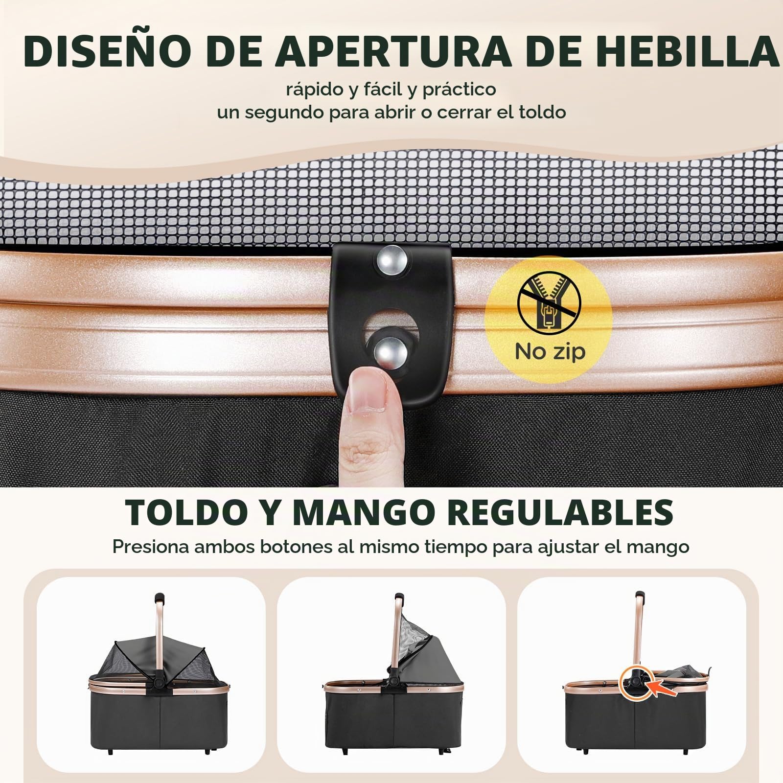 Gimars Mejora 4 en 1 Soporta 20kg Carrito Plegable para Perros Gatos Mediano Pequeño, Cochecito Perro con Portabebés Desmontable Ruedas Delantera Goma 360° Lluvia Funda Almacenamiento Cesta Negro