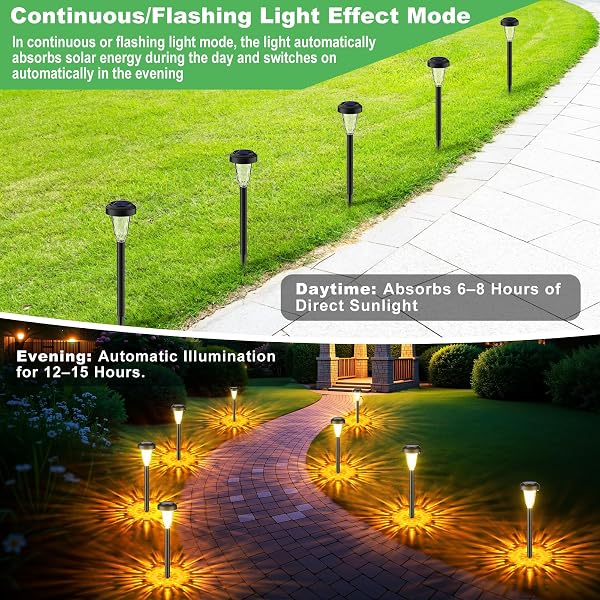 FIFlying Lámpara Solar Exterior para Jardín 8 Piezas, 2 Modos Blanco Cálido Luces Solares Exterior Jardín, IP65 Impermeable Luces Solares LED Exterior para Jardín, Patio, Césped, Entrada, Pasarela - 5