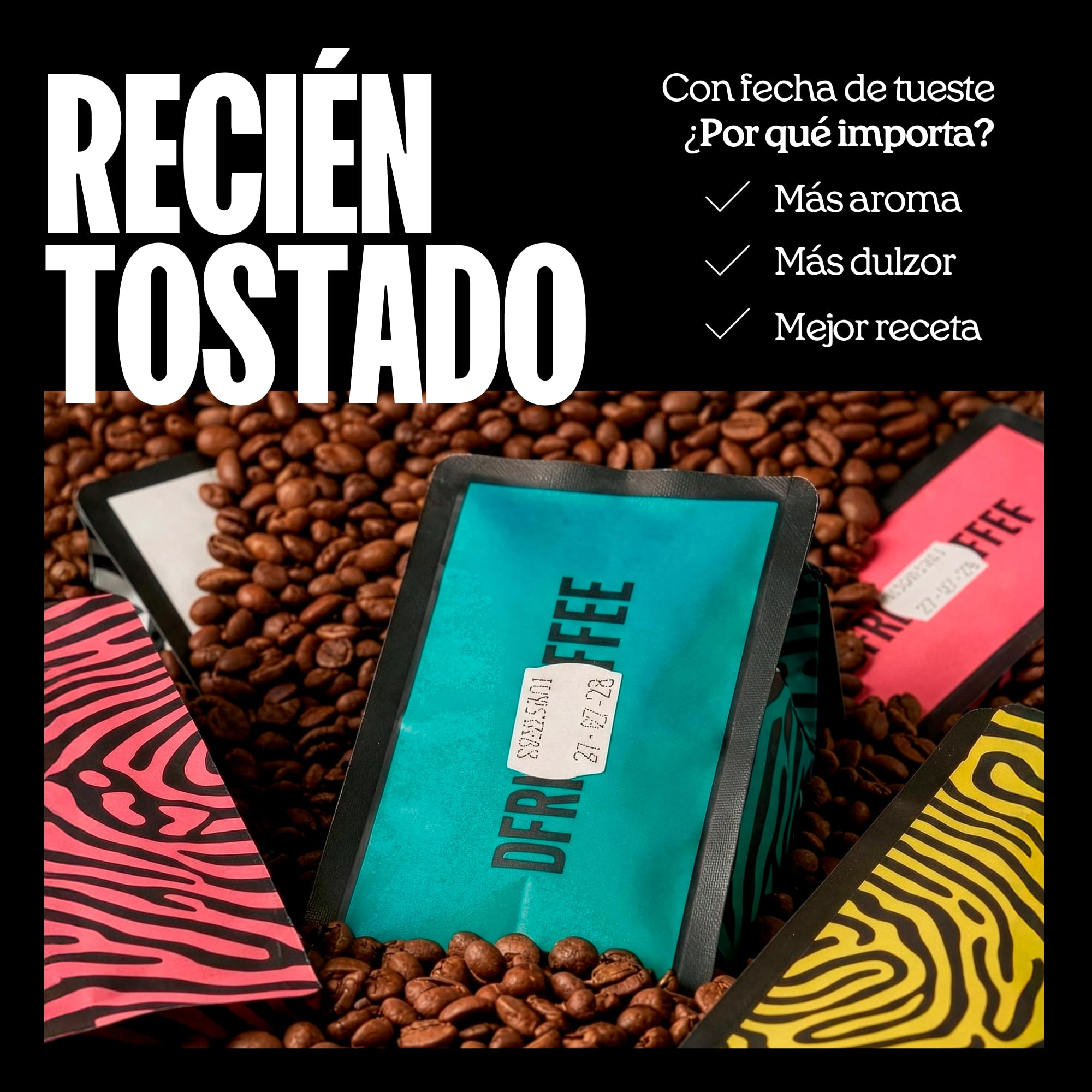 DFRNT. Colombia Espresso 1 kg – Café de Especialidad en Grano (88 Puntos SCA) – Specialty Coffee Beans 100% Arábica – Notas Chocolate y Caramelo – Ideal para Espresso – Tueste Reciente en España