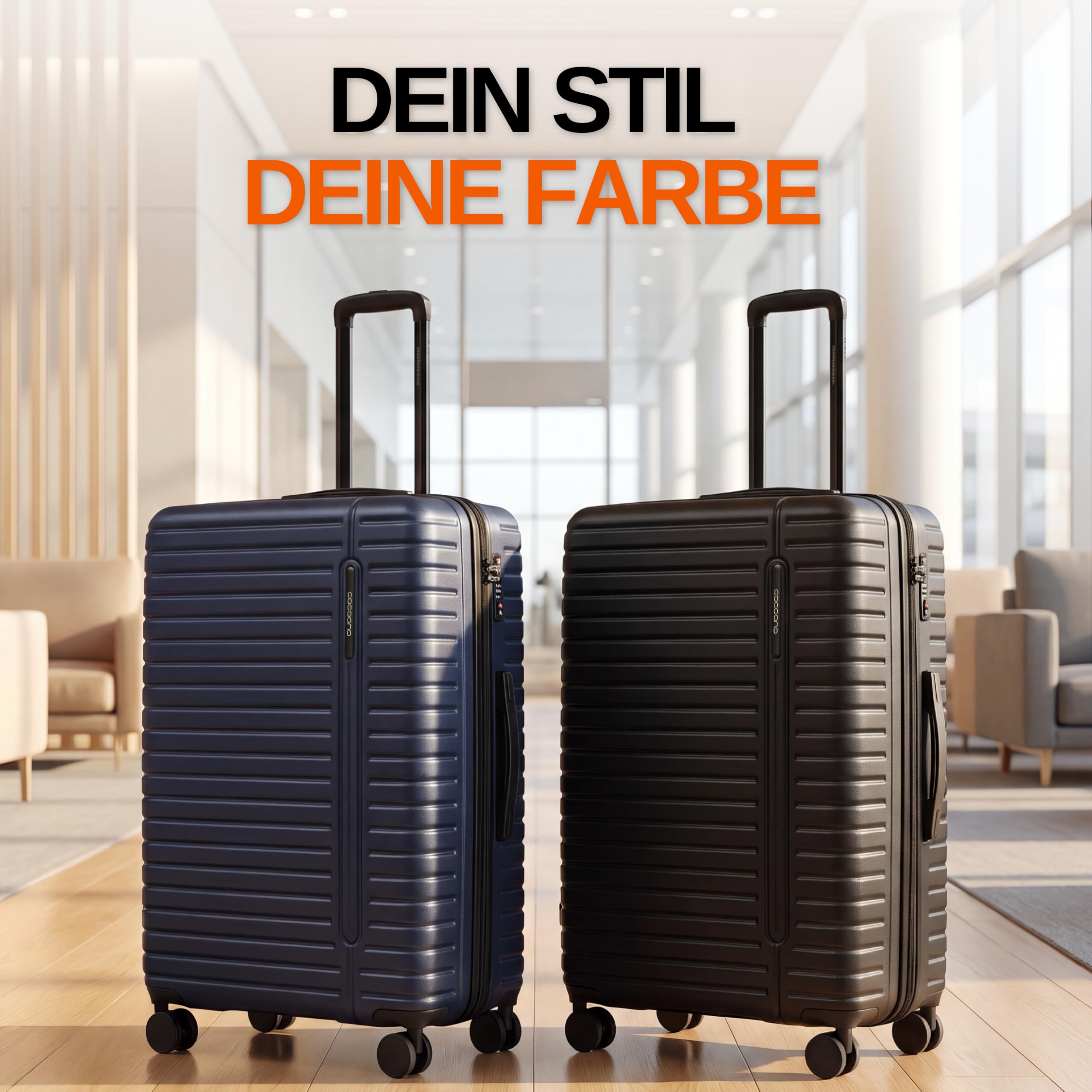 Cocoono Hartschalenkoffer XL Groß - 100L Volumen erweiterbar auf 117L - 158cm Gurtmaß - 8 Rollen 360° drehbar - Leichter Koffer mit TSA Schloss & Teleskopgestänge - Reisekoffer (Schwarz, XL)