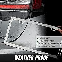 SunplusTrade Silver Stainless Steel Mirror Polish License Plate Frames 2-Pack + Chrome Screw Caps - Rust-Proof, Anti-Scratch